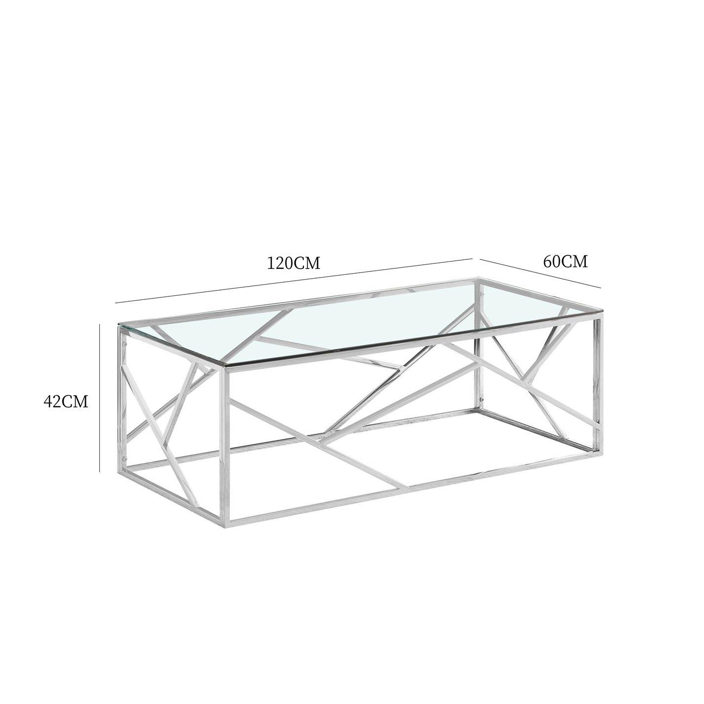 Silver - Comfy Living - Designer Metal Frame Coffee Table - 3