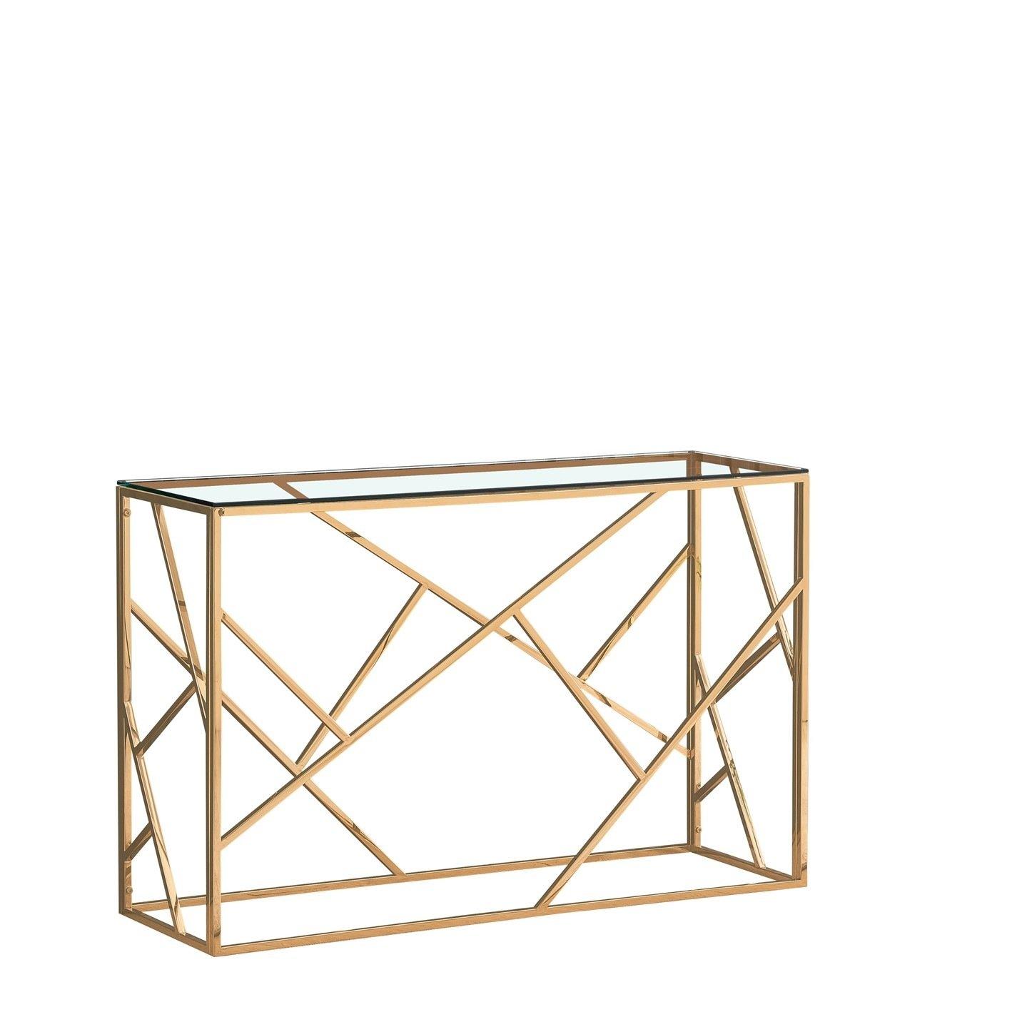 Gold - Comfy Living - Designer Metal Frame Console Table - 2