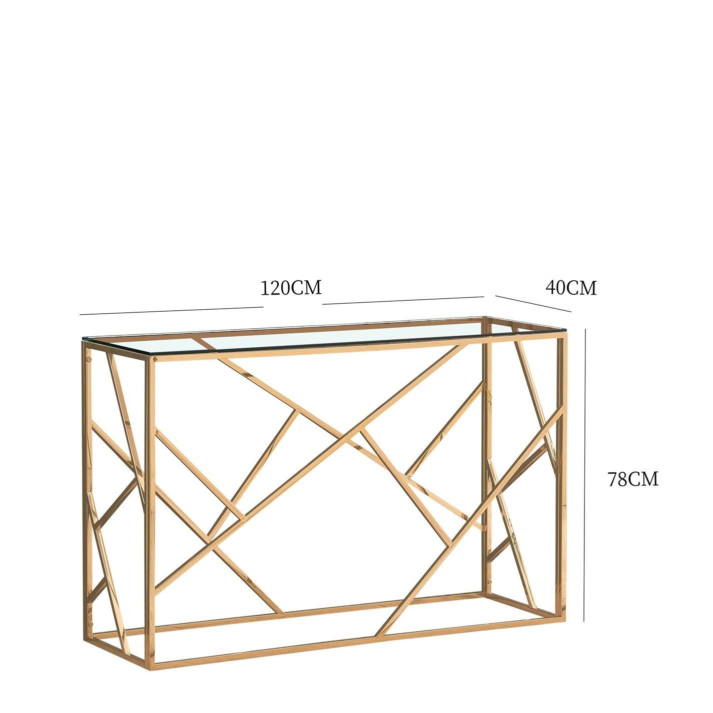 Gold - Comfy Living - Designer Metal Frame Console Table - 3