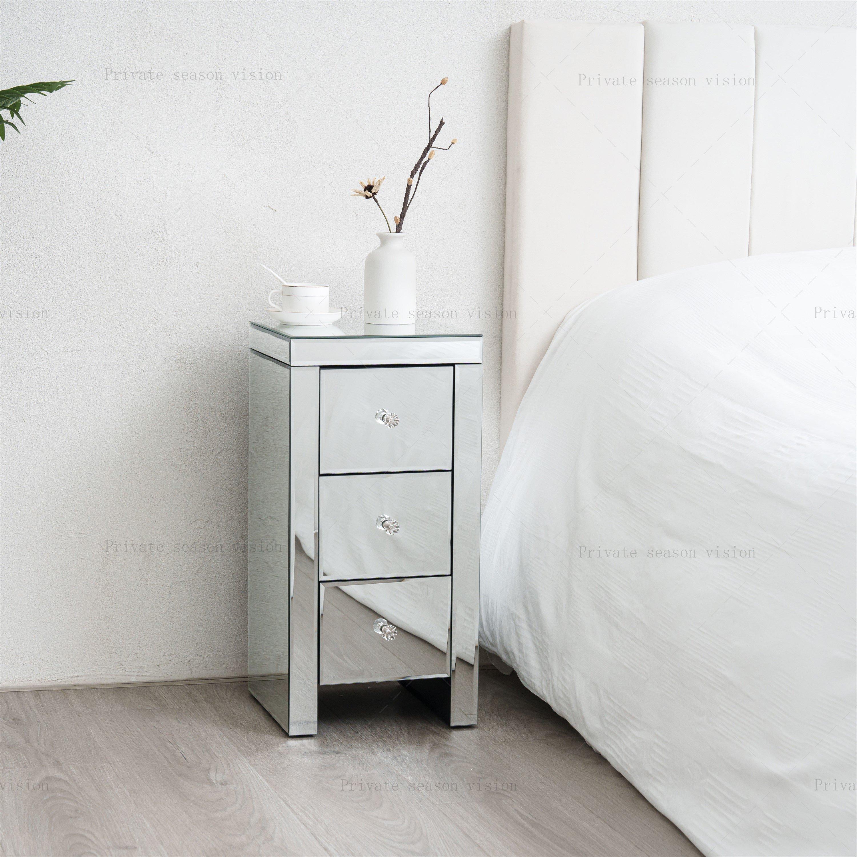 Mirror - Comfy Living - Designer Mirrored Bedside Cabinet - 2