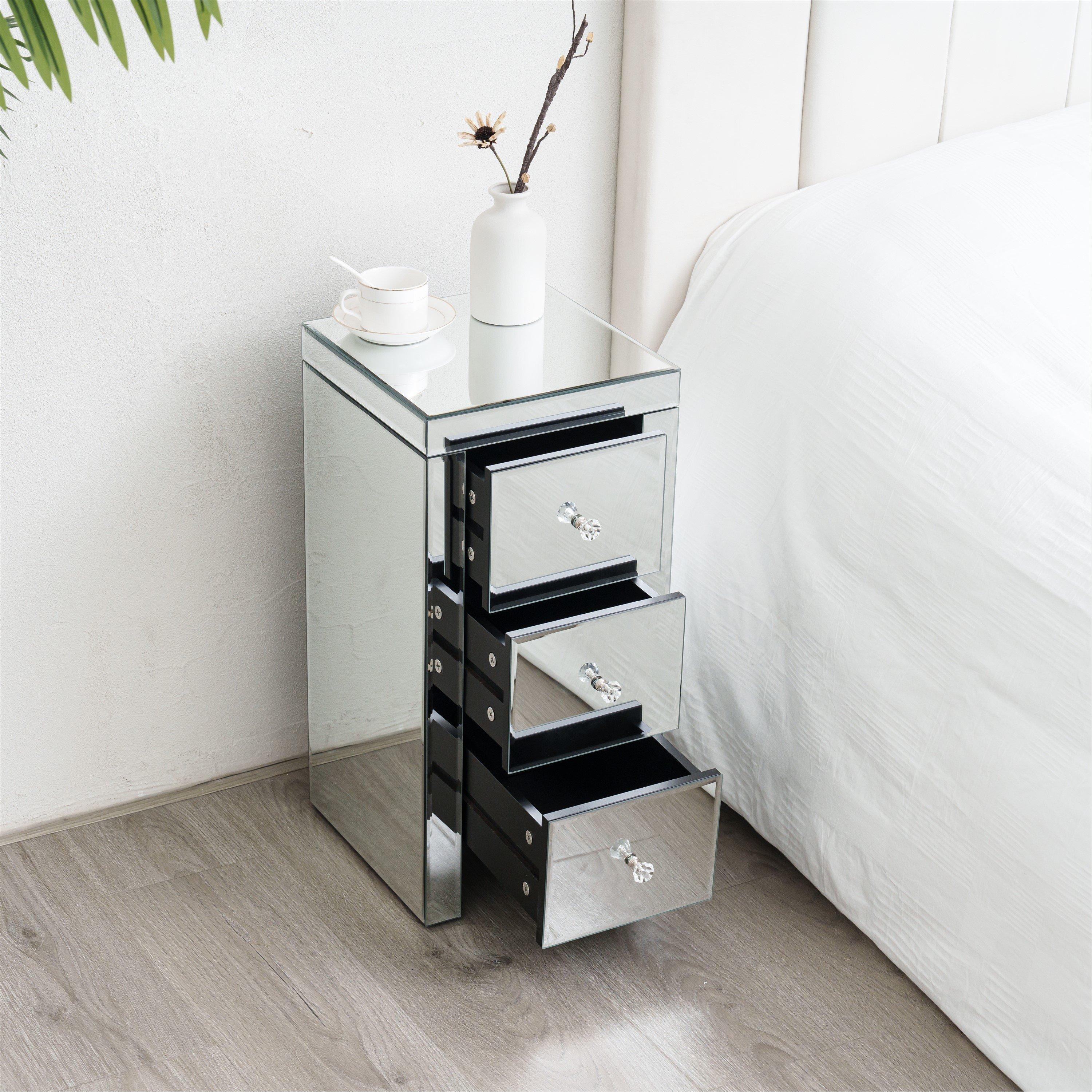 Mirror - Comfy Living - Designer Mirrored Bedside Cabinet - 3