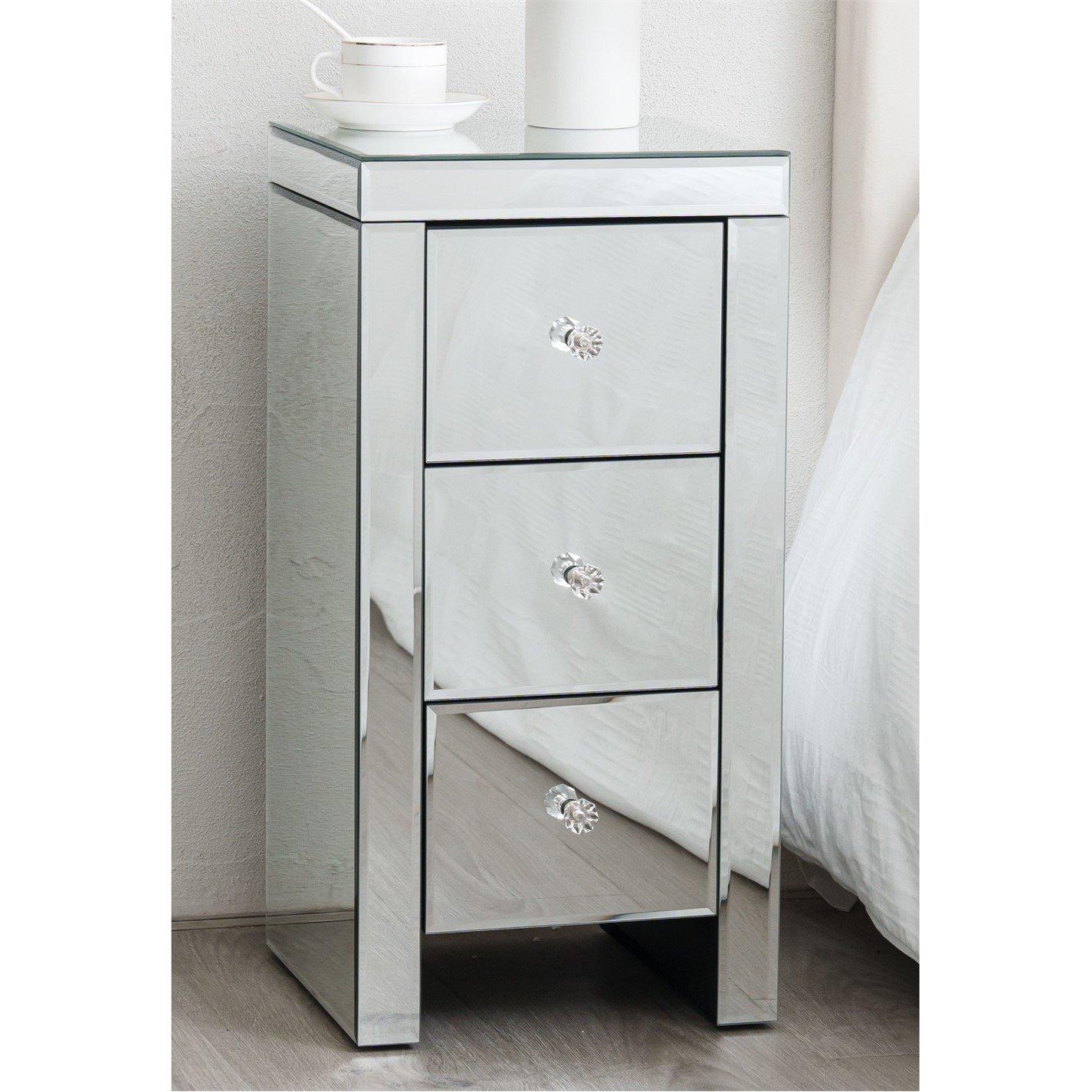Mirror - Comfy Living - Designer Mirrored Bedside Cabinet - 4