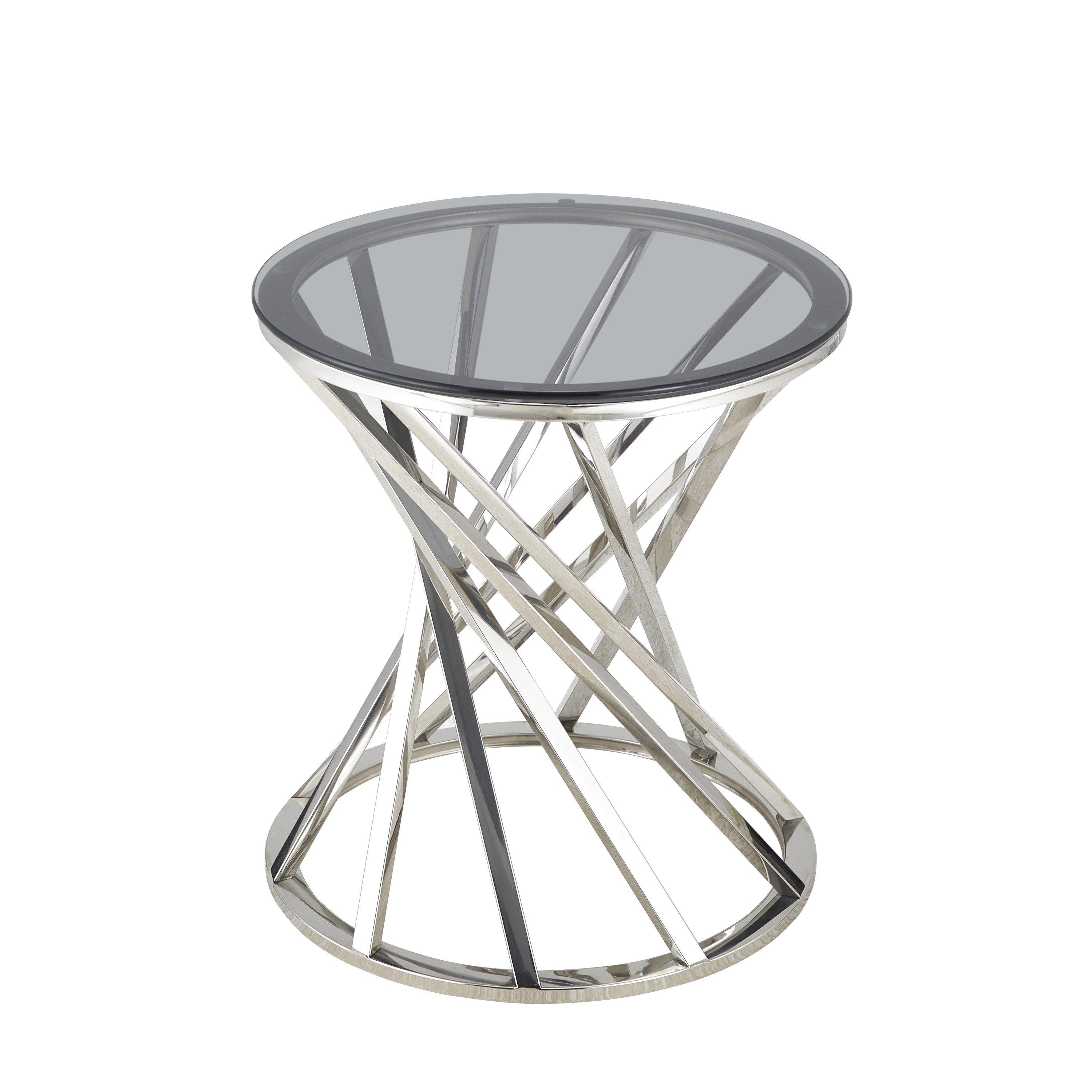 Silver - Comfy Living - Designer Twisted Glass Top Table - 2