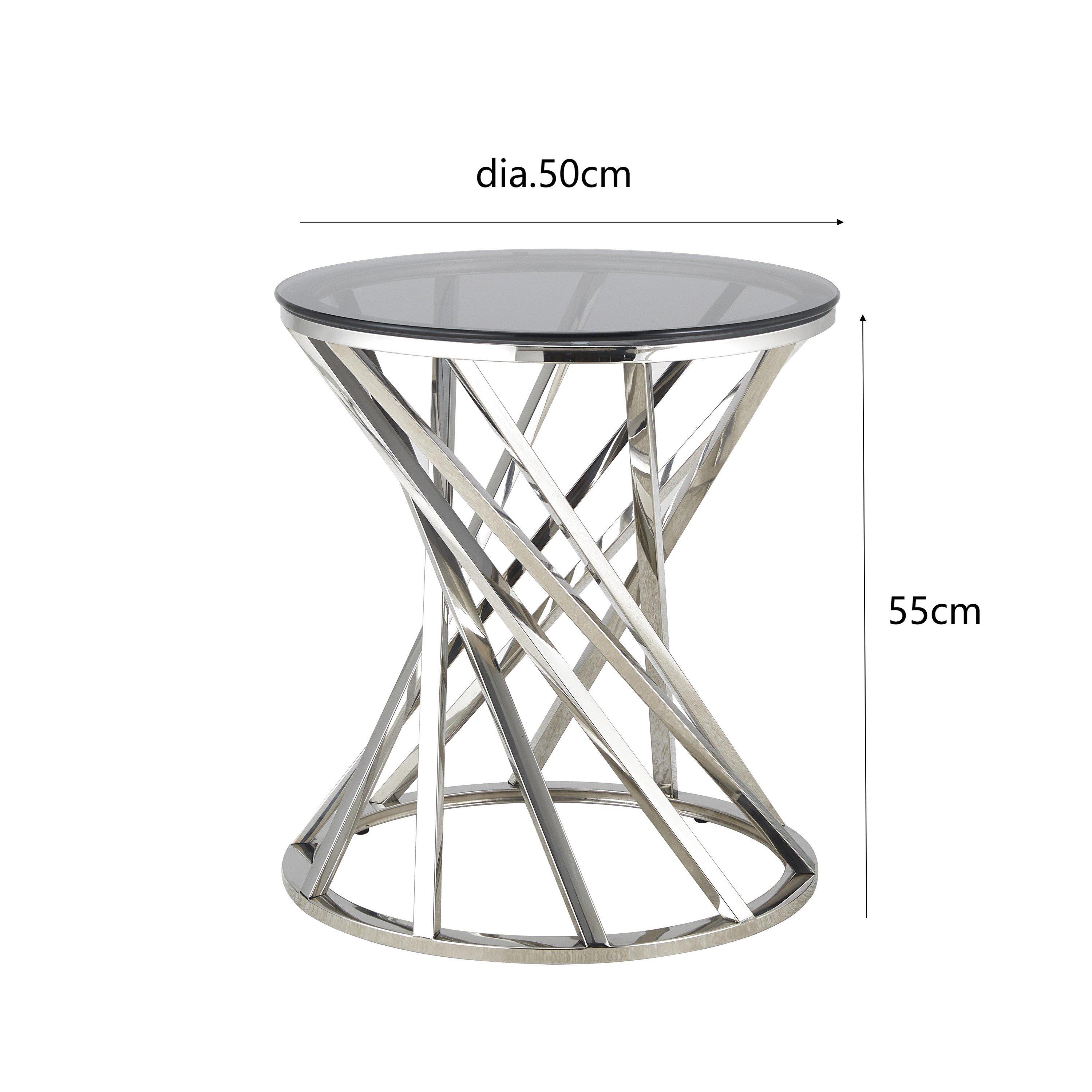 Silver - Comfy Living - Designer Twisted Glass Top Table - 3