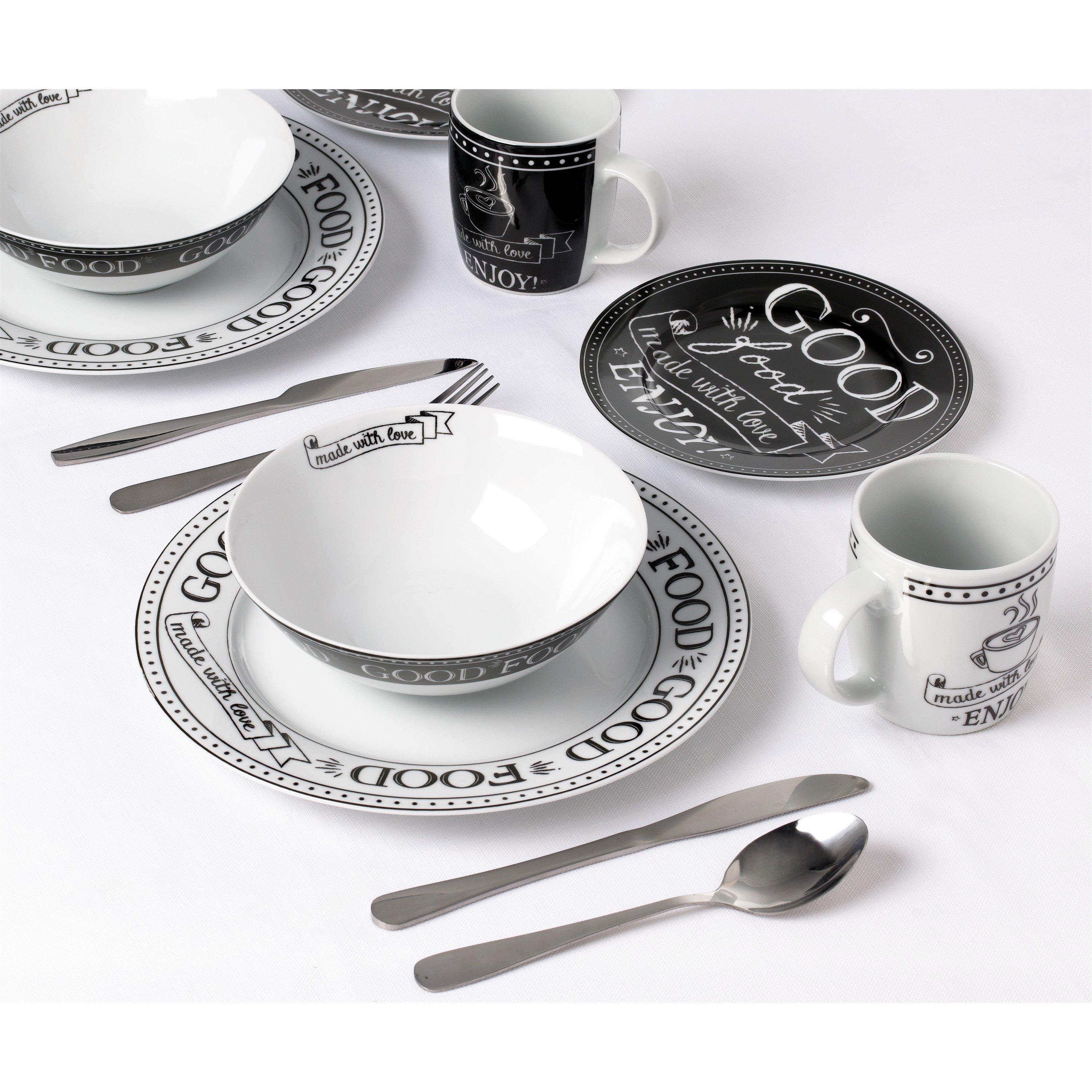 Black & White - Waterside - 16pc Good Food - made with love Dinner Set - 2