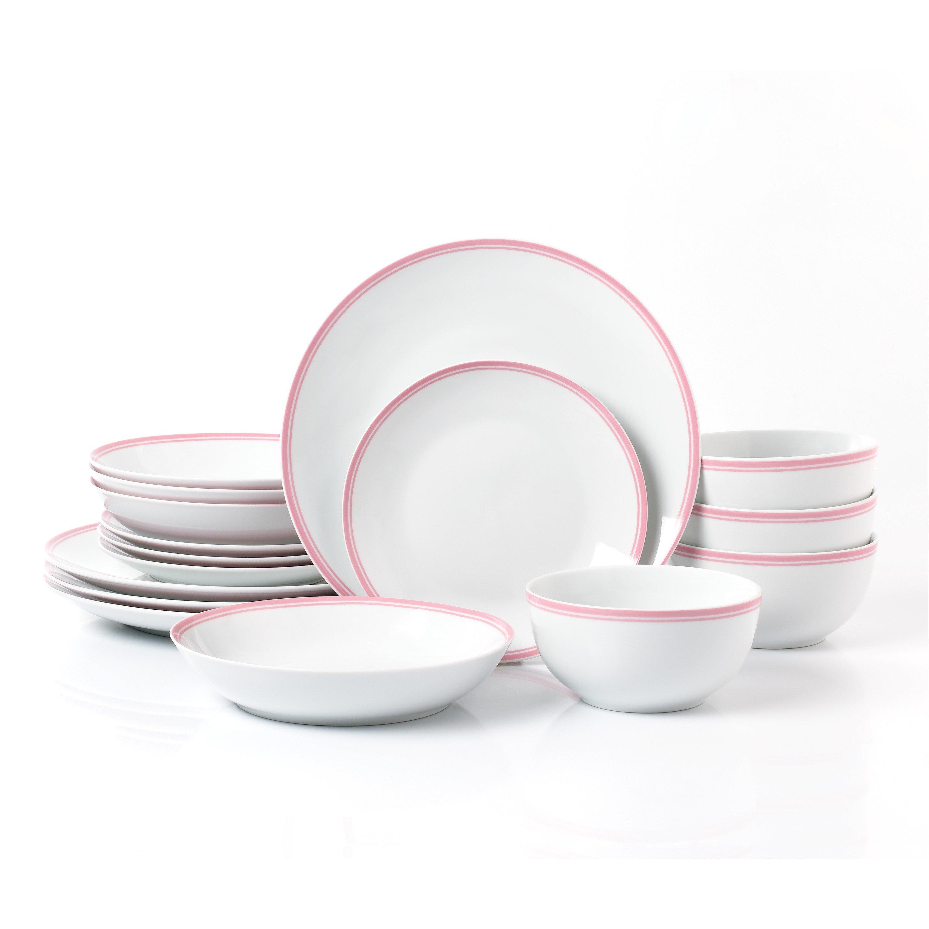 Multi - Waterside - 16pc St. Ives Pink Dinner Set - 1