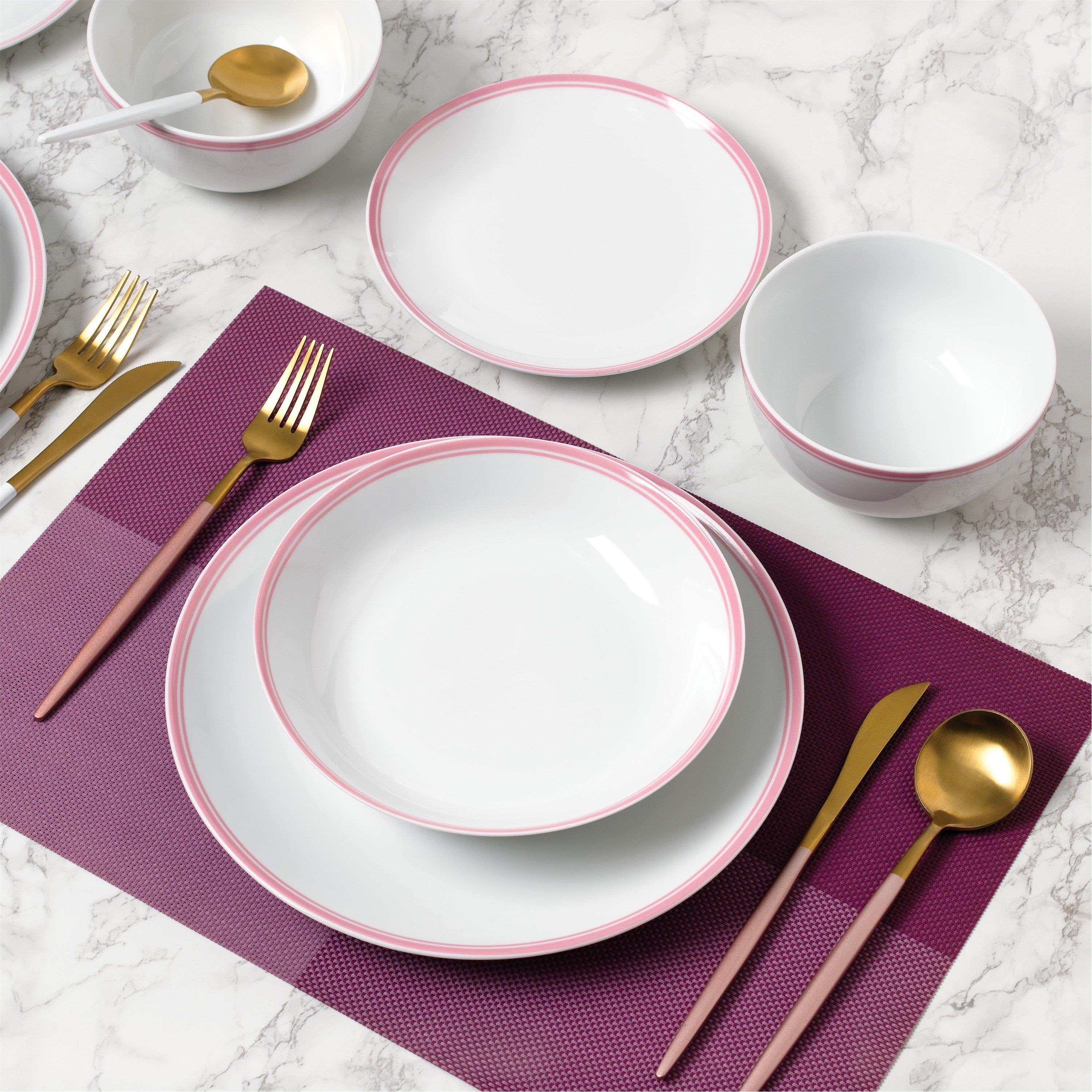 Multi - Waterside - 16pc St. Ives Pink Dinner Set - 2