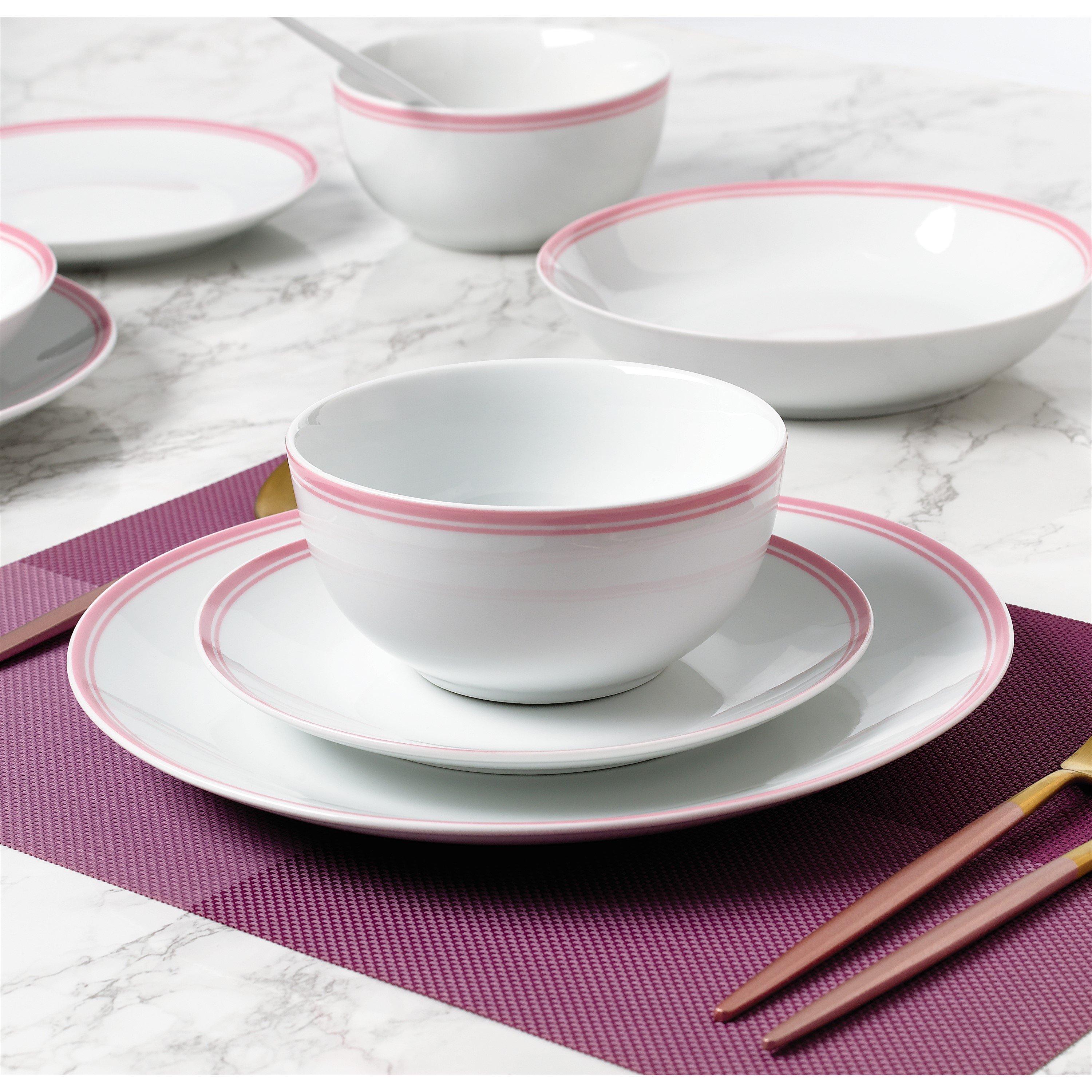 Multi - Waterside - 16pc St. Ives Pink Dinner Set - 3