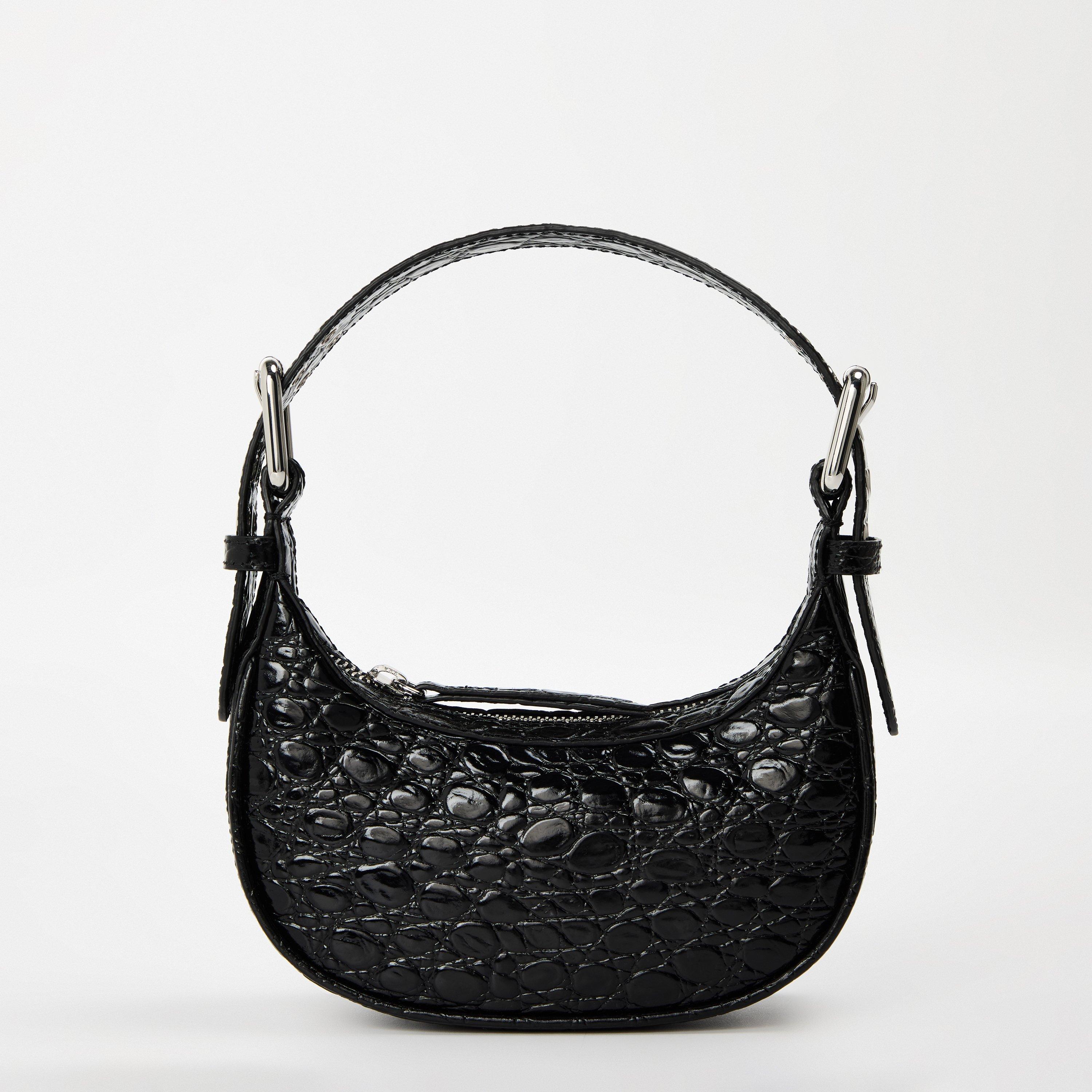 By Far Mini Soho Croc Bag - Black