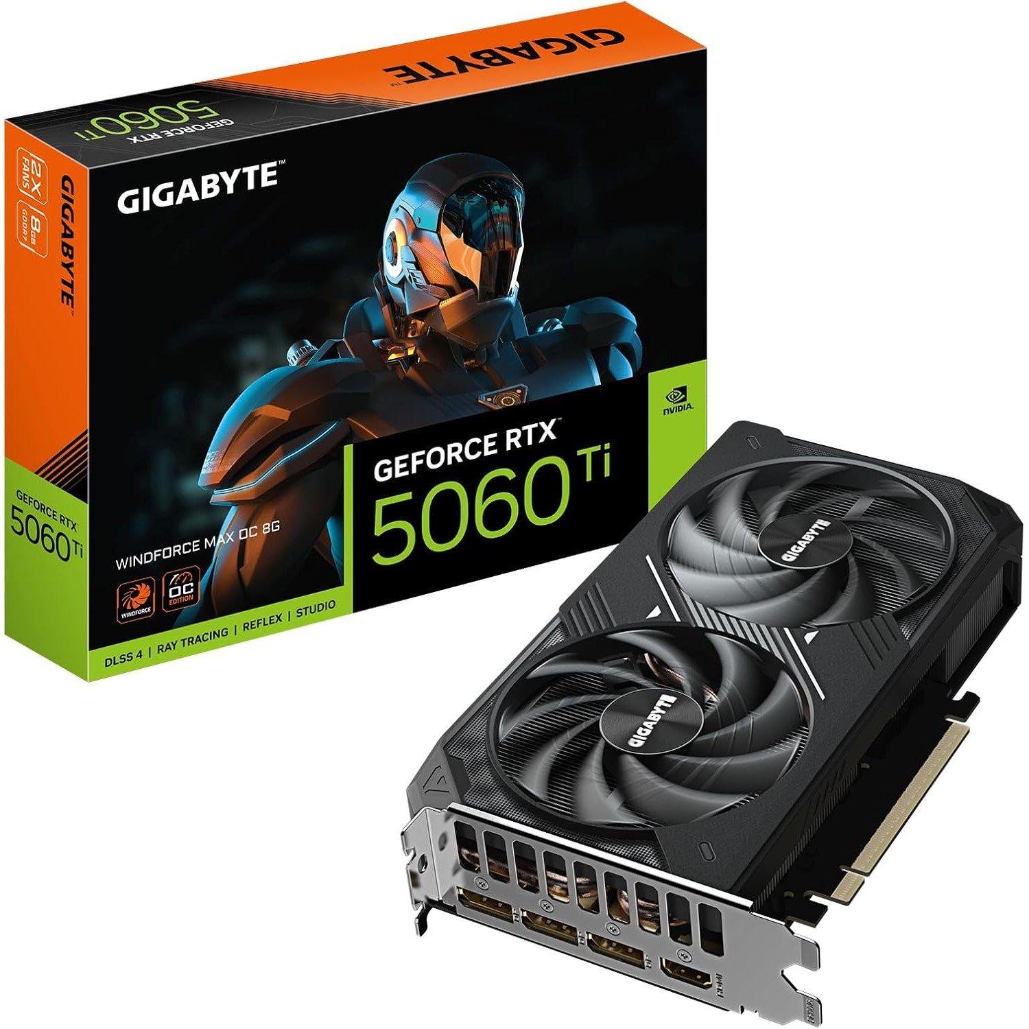 Black - Gigabyte Technology - GIGABYTE 5060 TI 8GB WINDFORCE MAX OC Graphics Card - 1