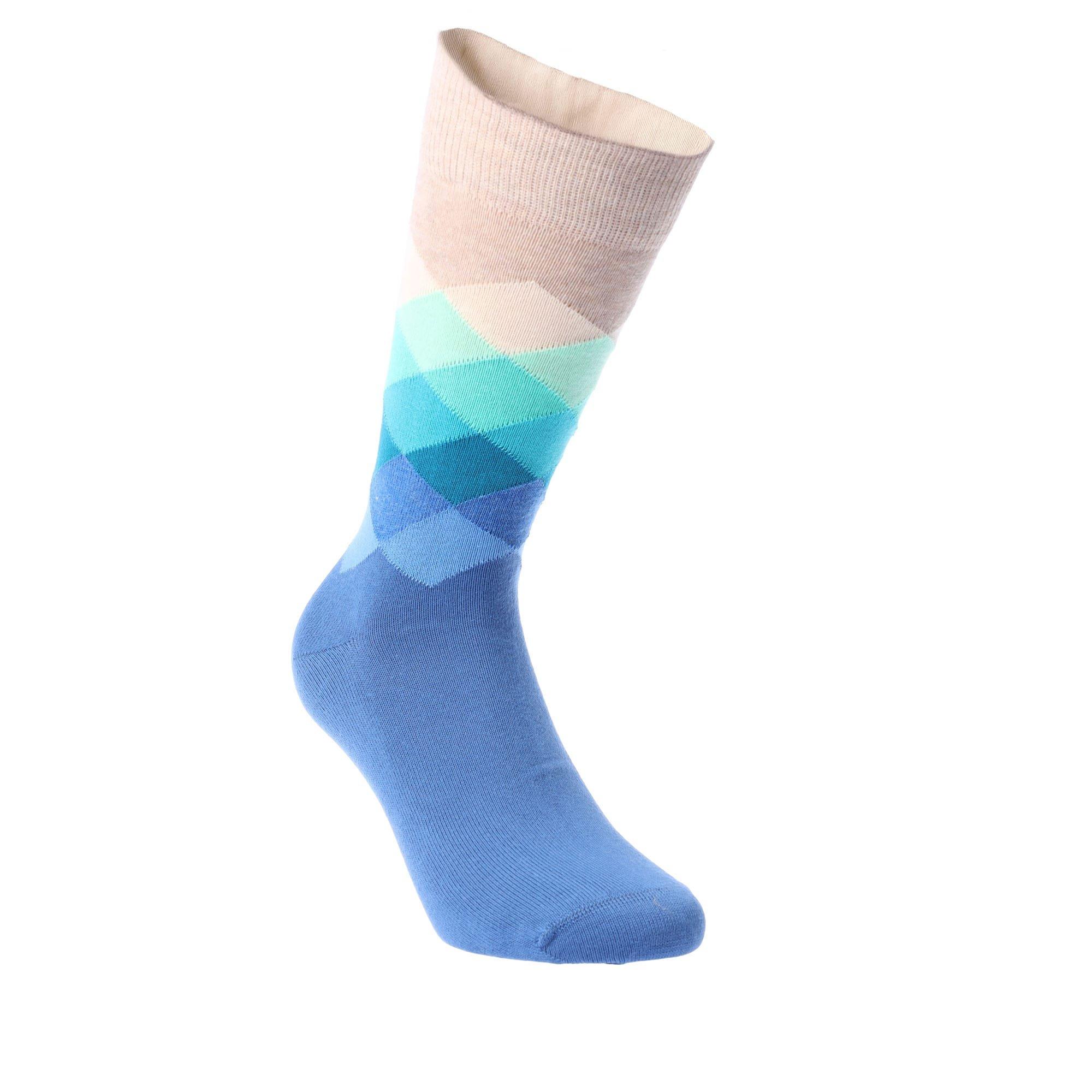 Blue - Happy Socks - Faded Diamond Socks - 1