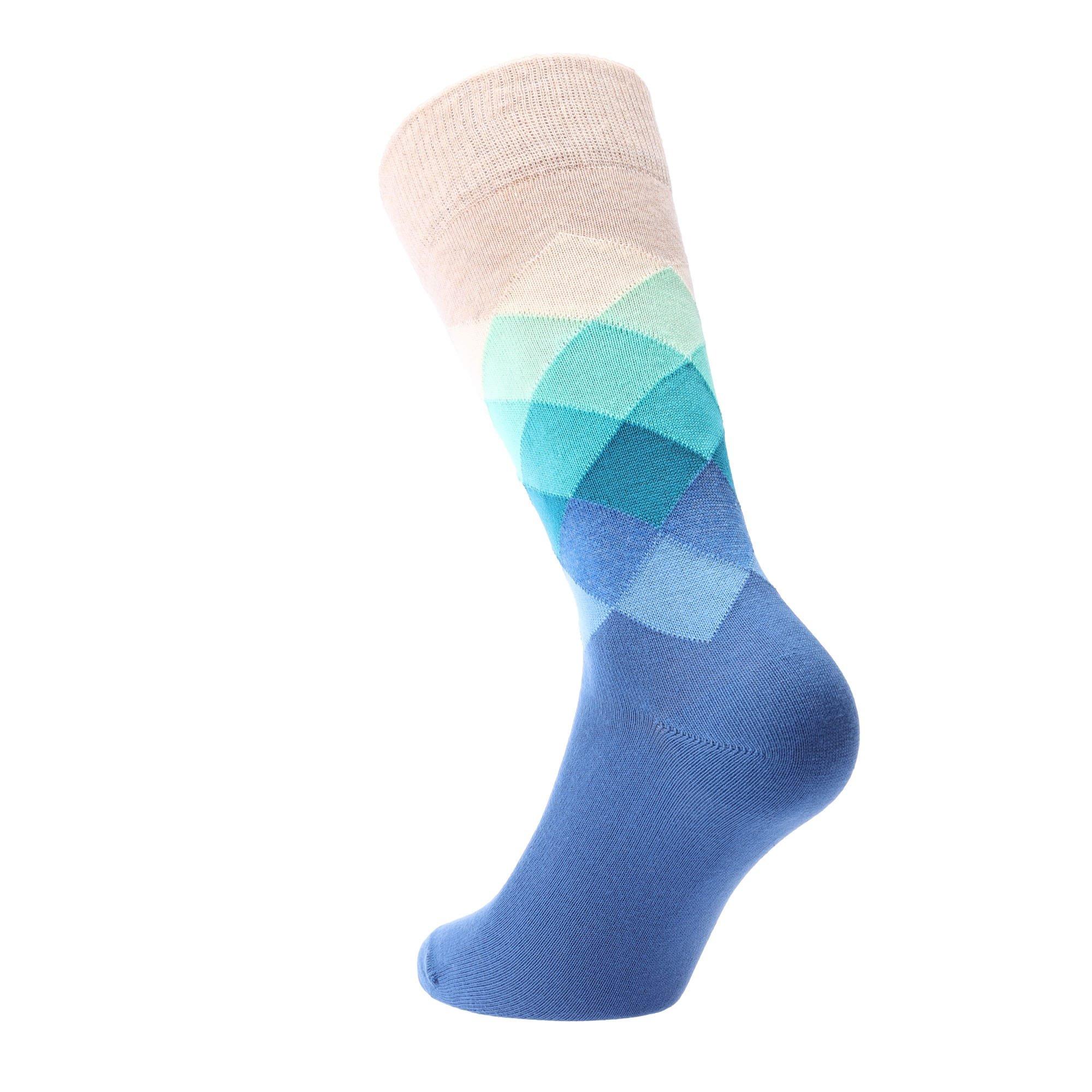 Blue - Happy Socks - Faded Diamond Socks - 2