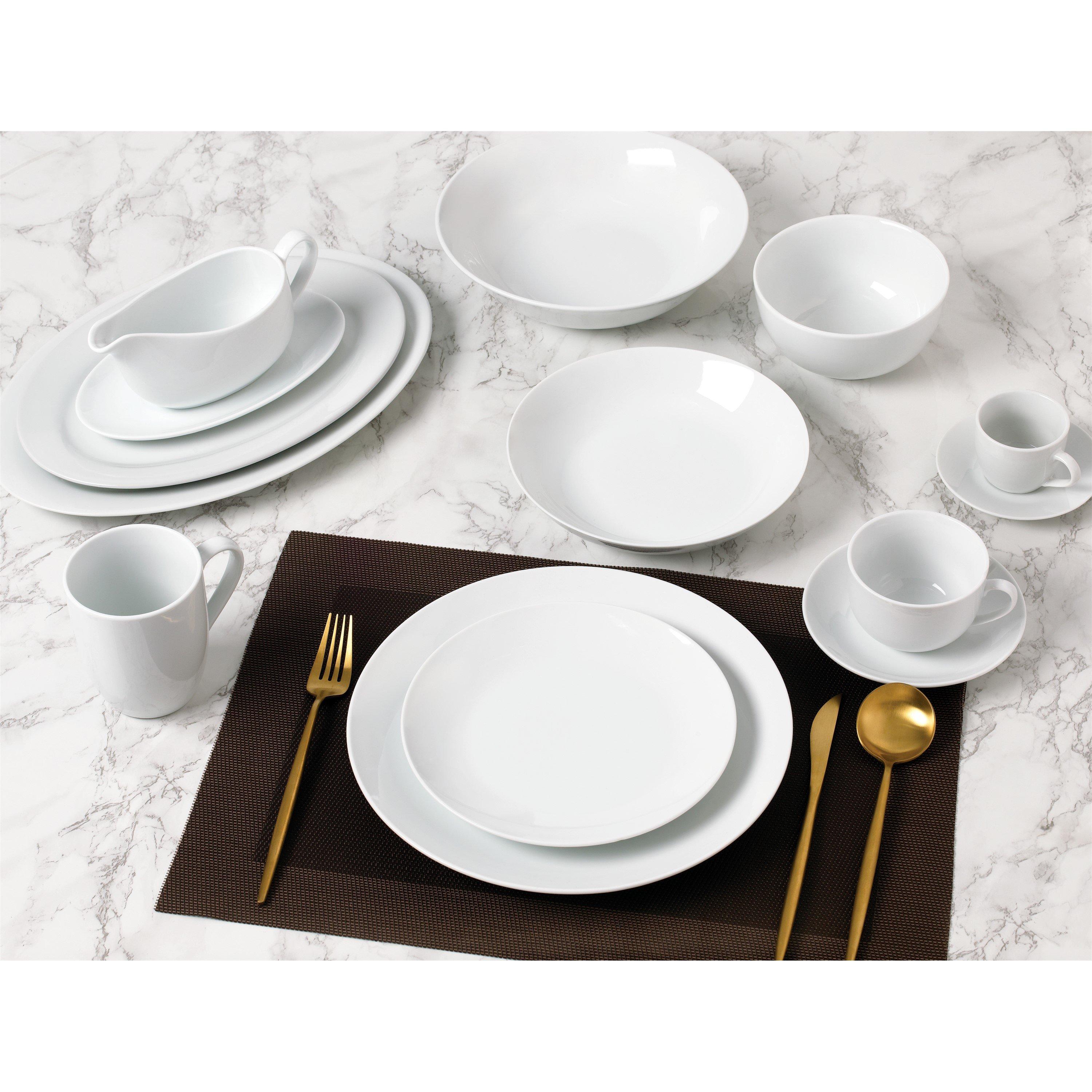 White - Waterside - 60pc White Coupe Dinner Set - 2