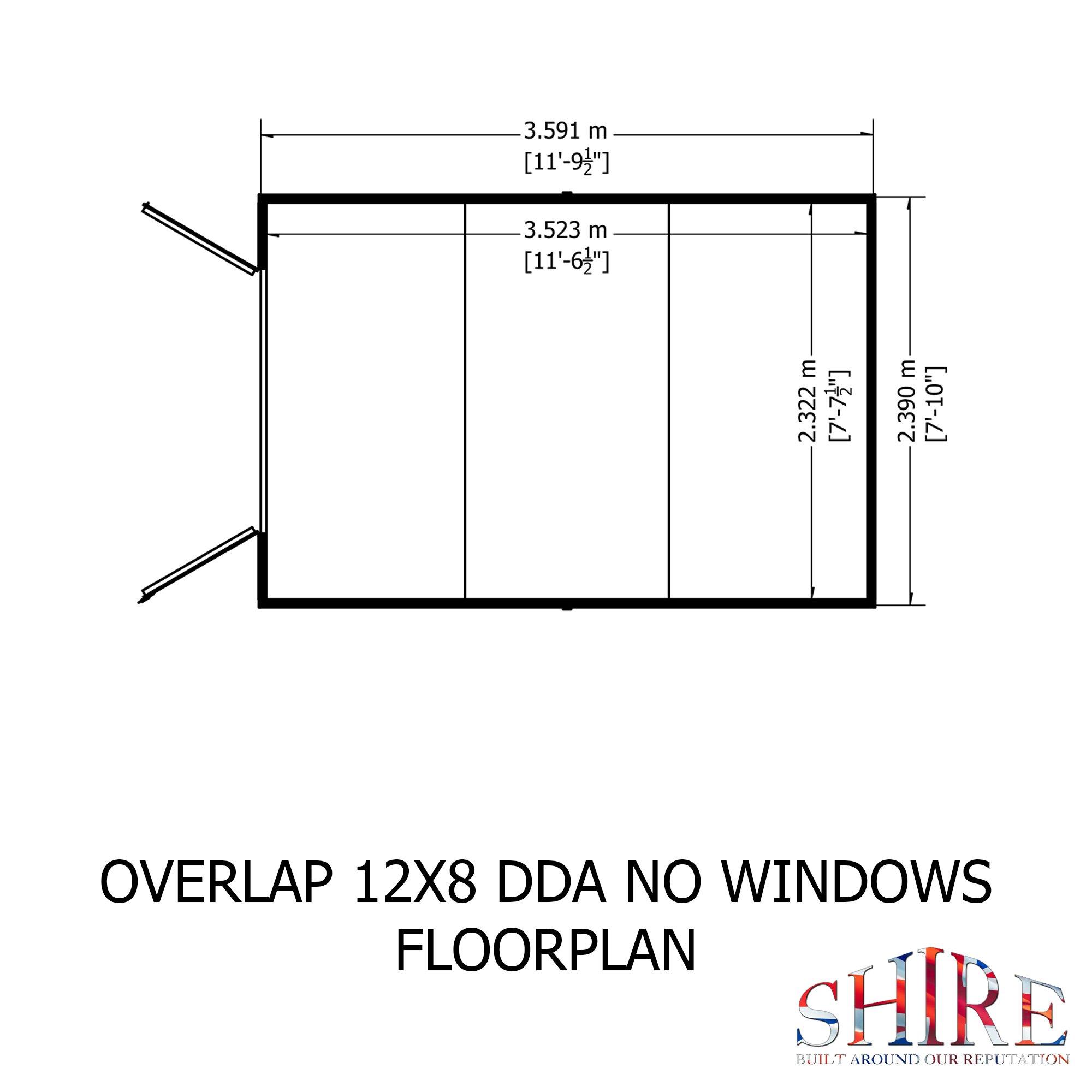 Wood - Shire - Overlap 12x8 Double Door No windows - 3