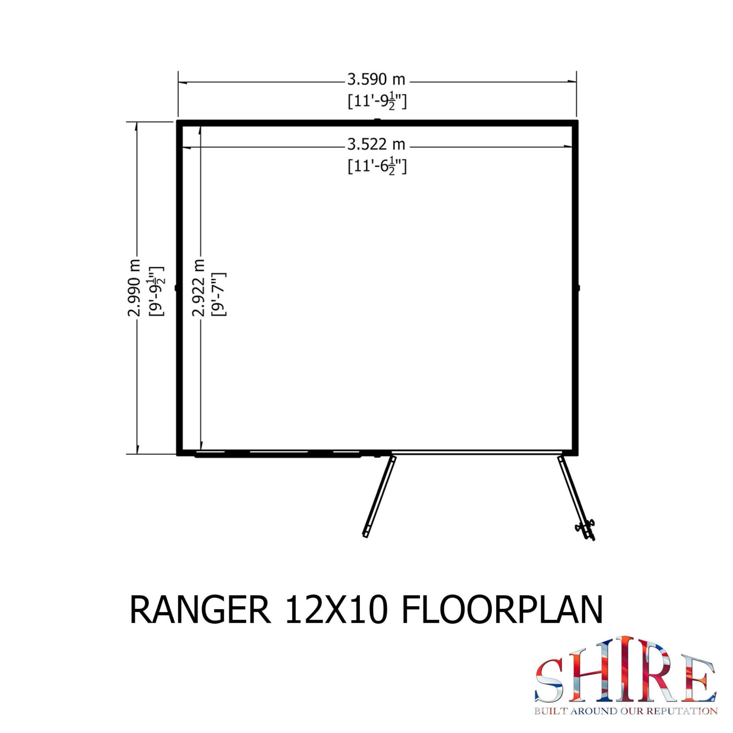 Wood - Shire - Ranger 12x10 Double Door Shed - 3