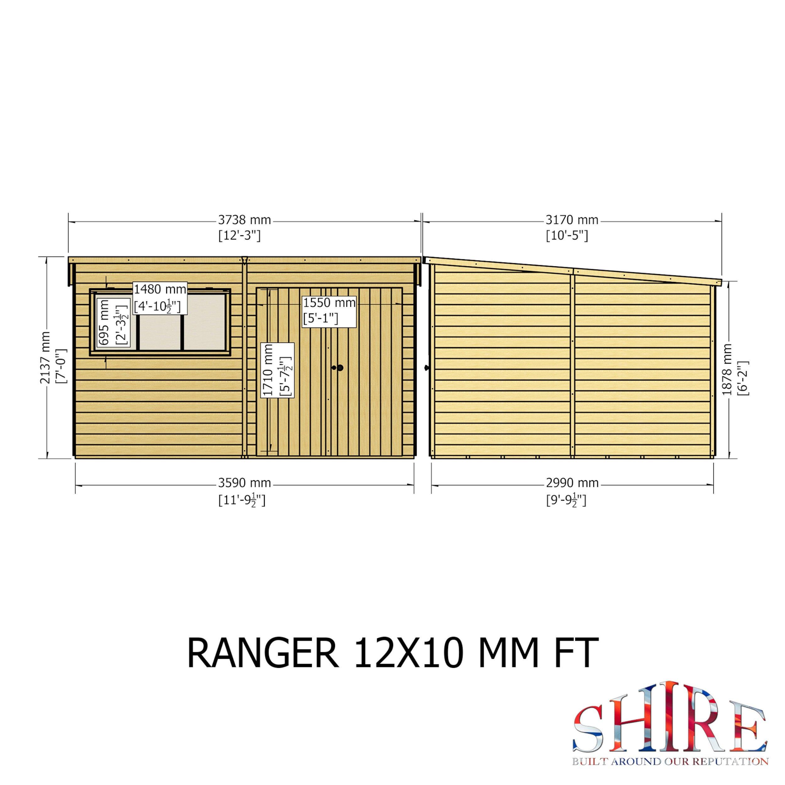 Wood - Shire - Ranger 12x10 Double Door Shed - 4