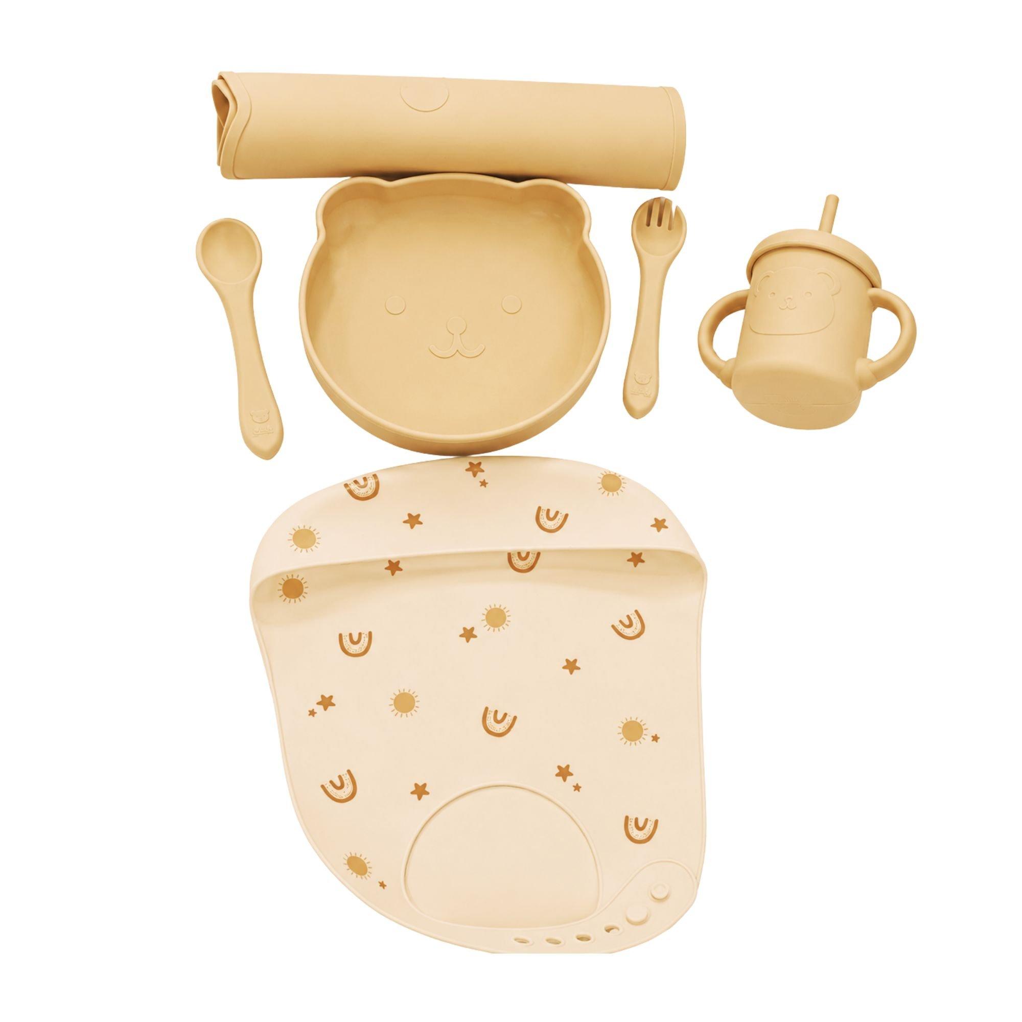 Taupe - Cute and Co - Cute & Co Baby Silicone Dinner Set - 3