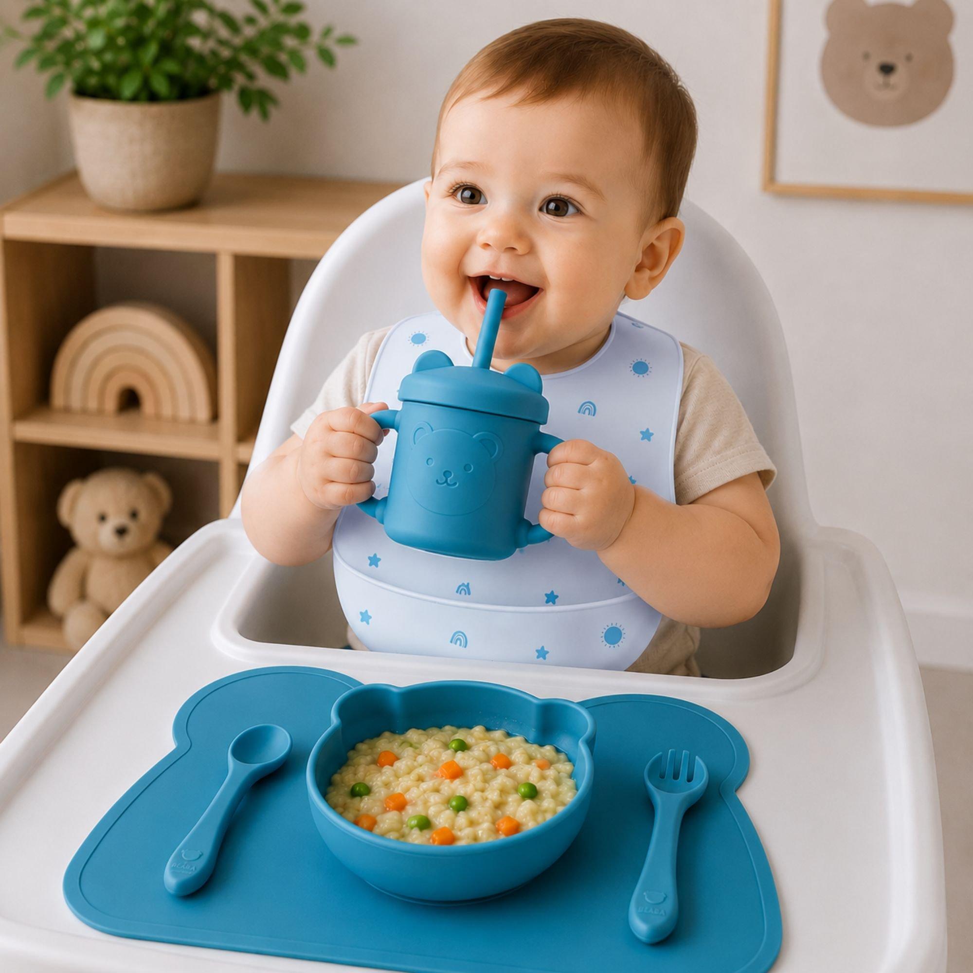 Sky - Cute and Co - Cute & Co Baby Silicone Dinner Set - 4