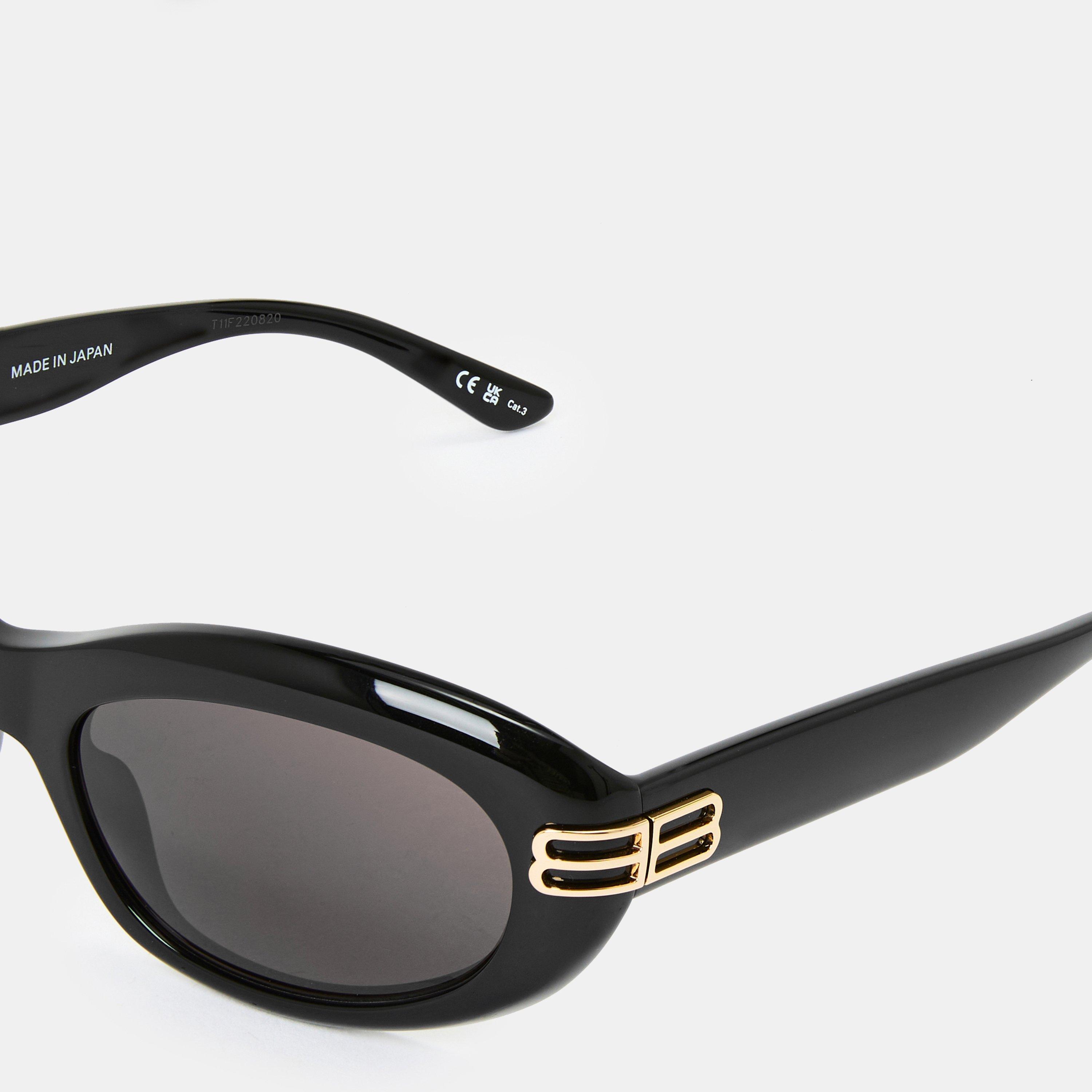 Blakc/Grey - Balenciaga - Women's Oval Sunglasses - 4