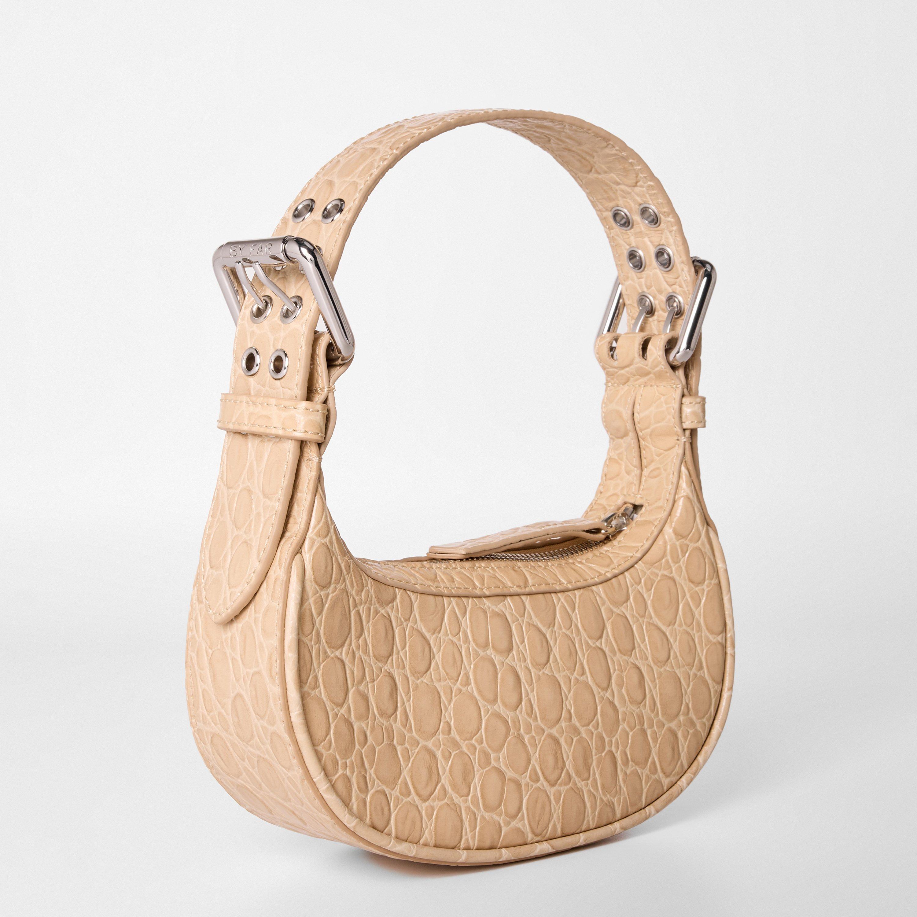 Neutrals - By Far - Women's Embossed Leather Shoulder Bags - 2