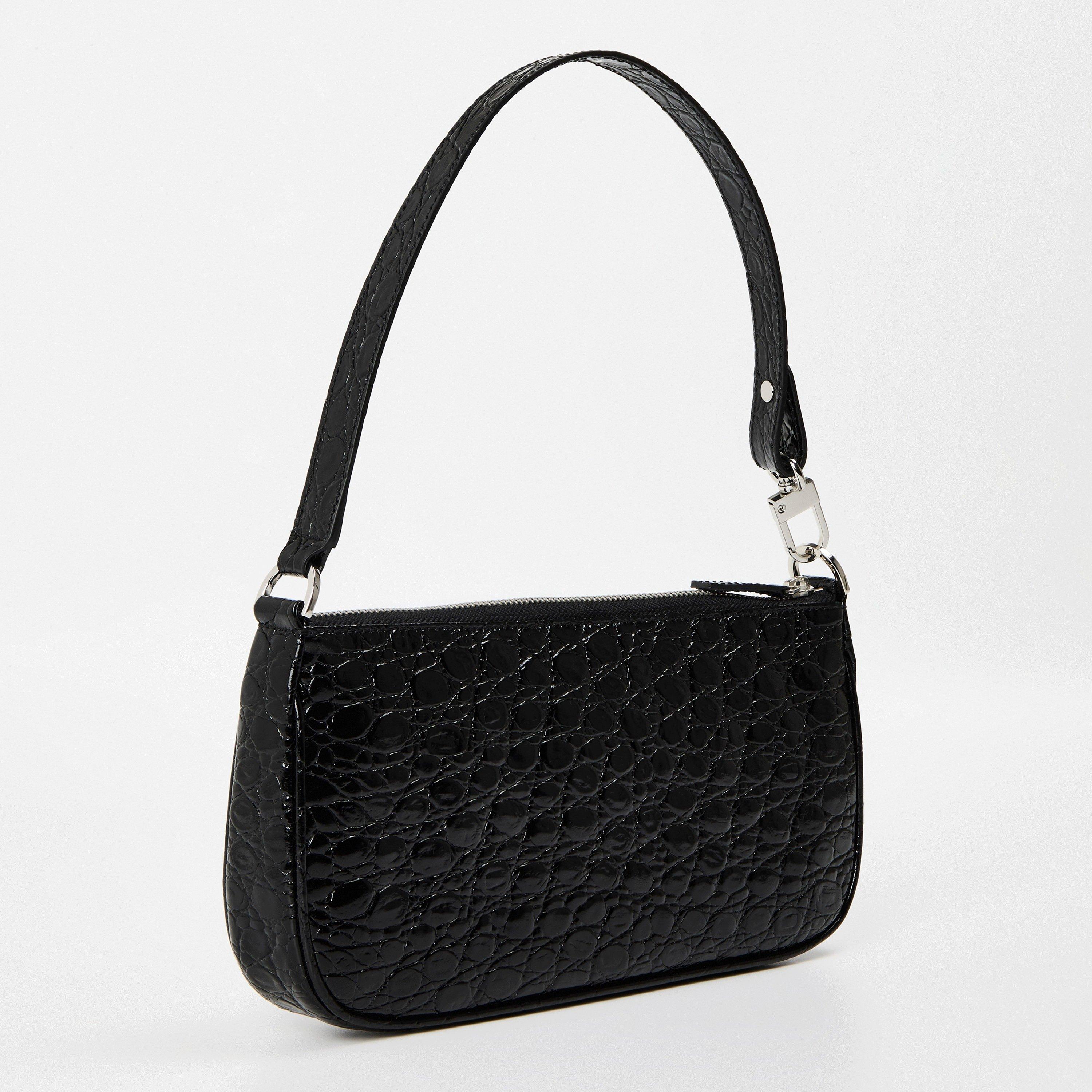 Black - By Far - Women's Embossed Leather Shoulder Bags - 2