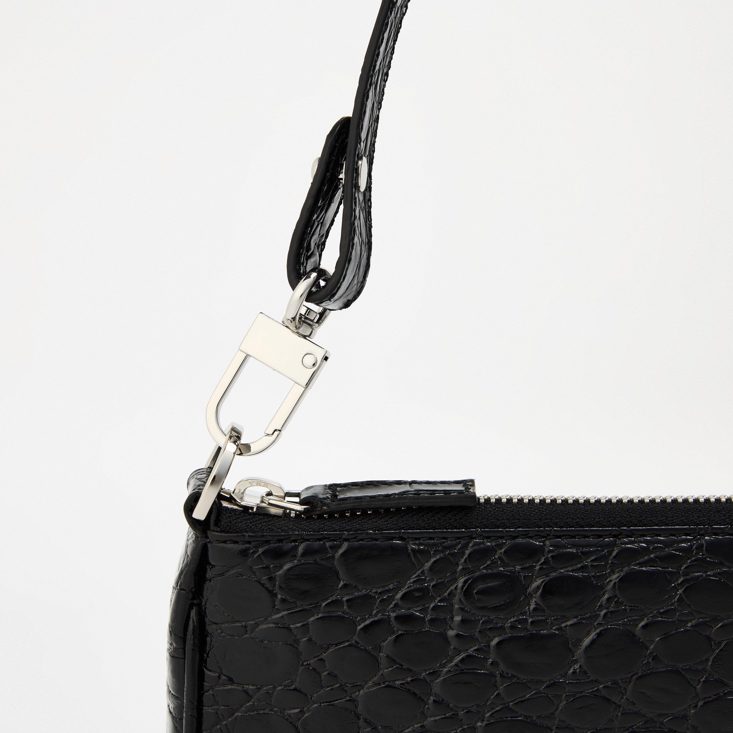 Black - By Far - Women's Embossed Leather Shoulder Bags - 3