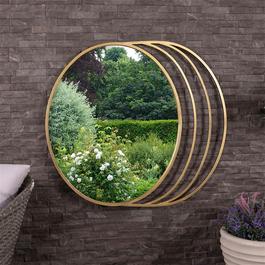 Charles Bentley Prague Round Mirror Gold Weather Resistant Wall Mo