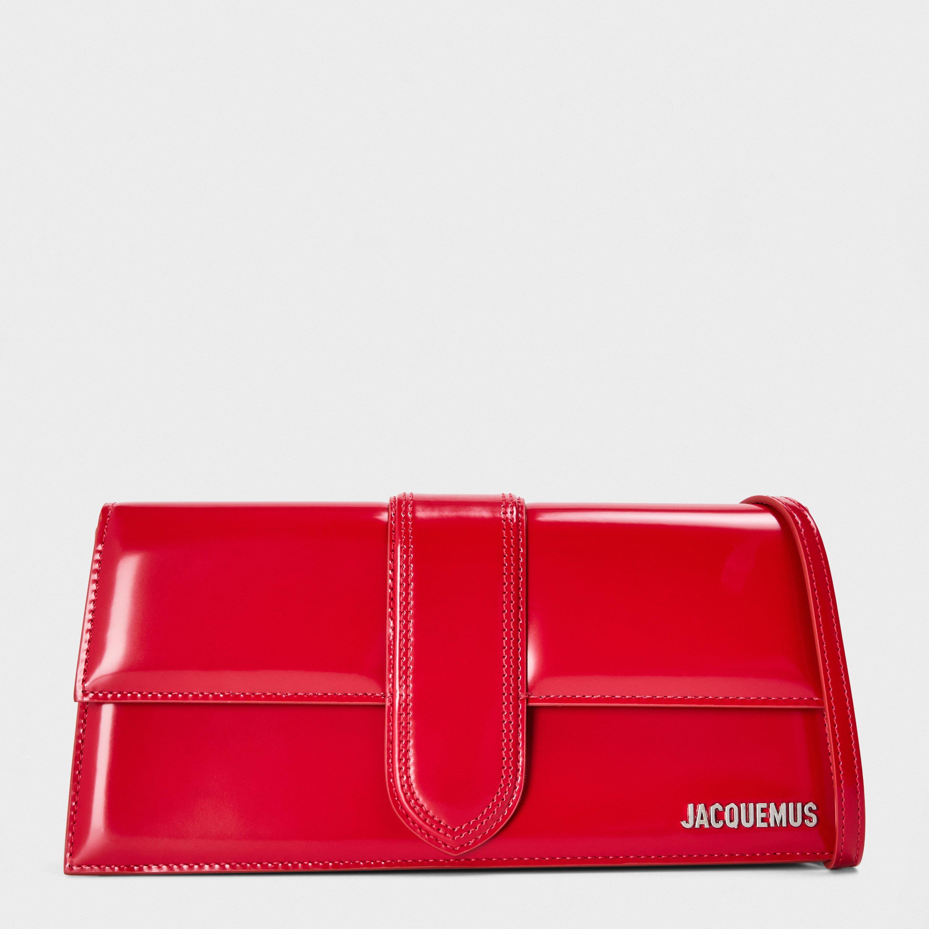 Red - Jacquemus - Women's Plain Leather Le Bambino Long Flap Bag - 1
