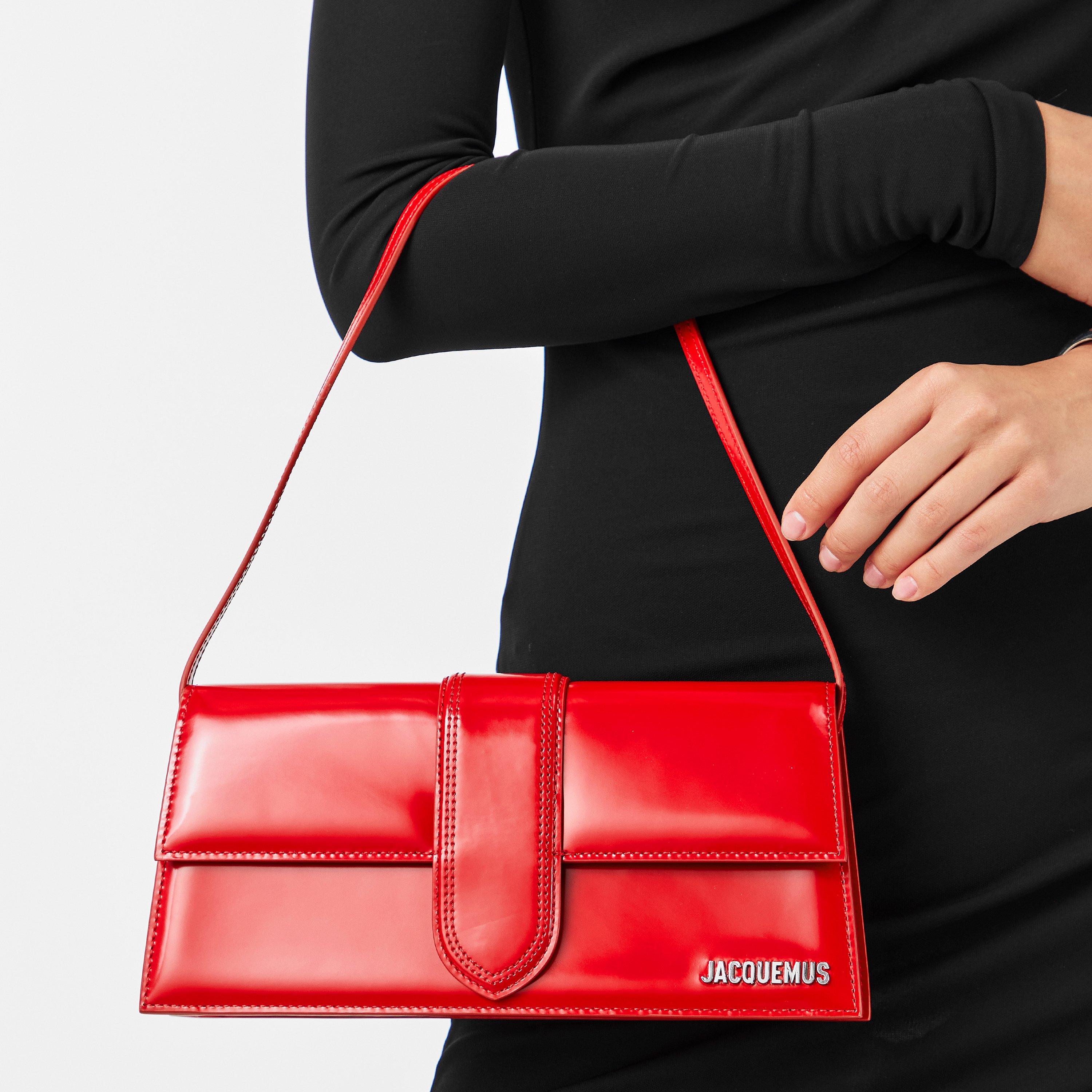 Red - Jacquemus - Women's Plain Leather Le Bambino Long Flap Bag - 3
