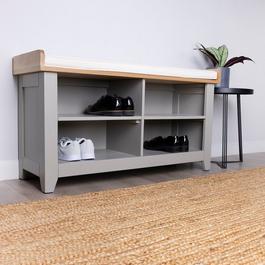 Charles Bentley Charnwood Hallway Bench with Open Shoe Tidy Free S