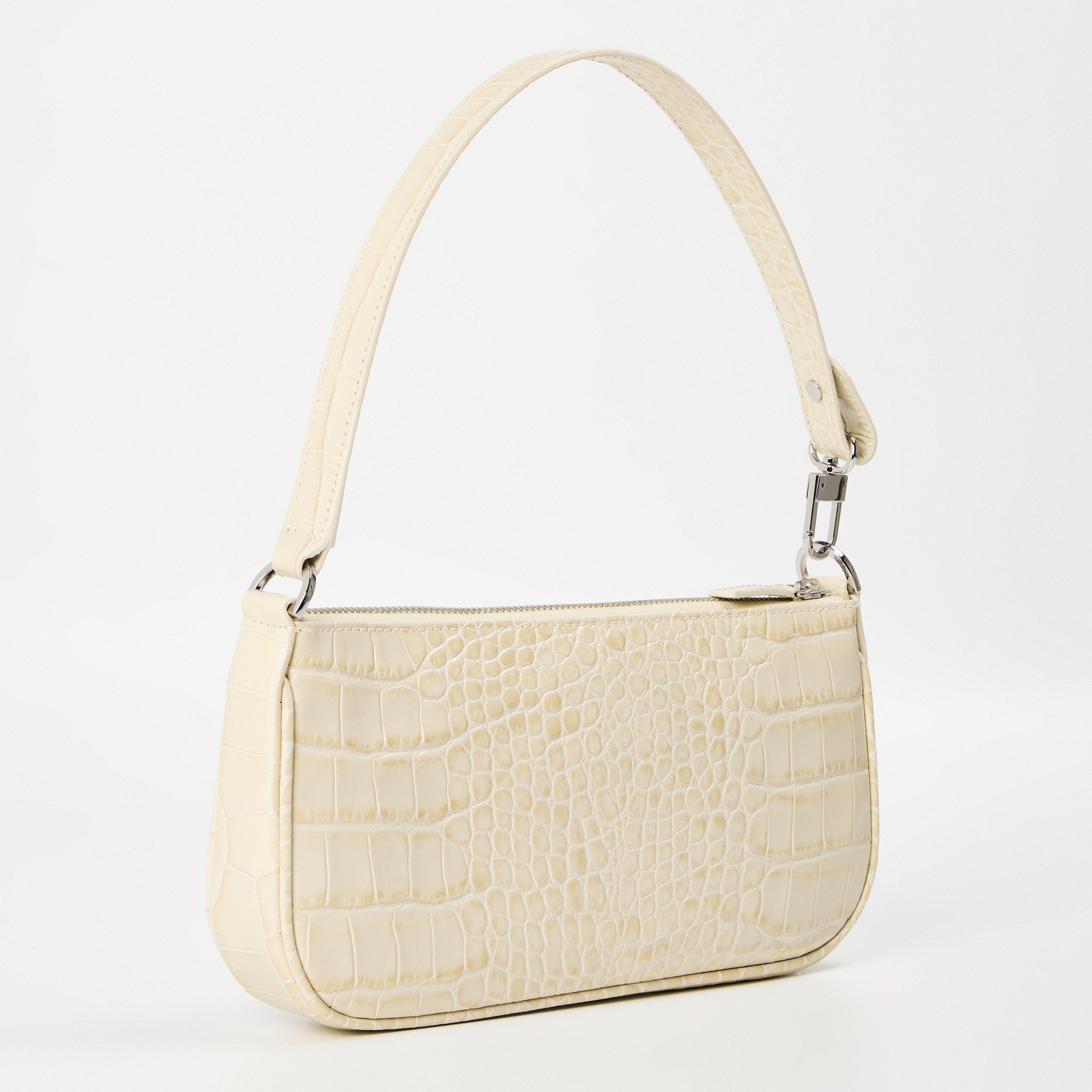 Neutrals - By Far - Women's Embossed Leather Shoulder Bag - 2