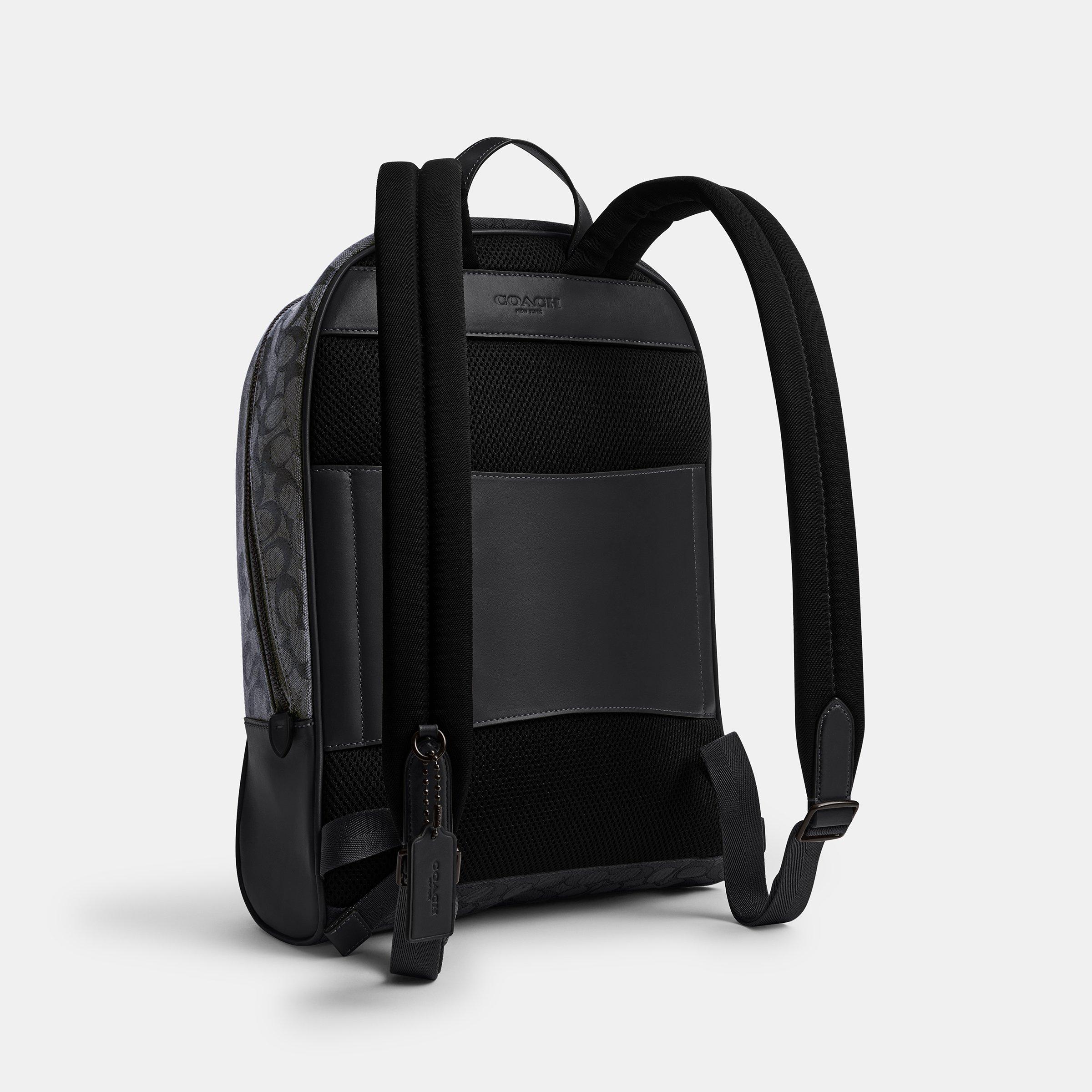 Black - Coach - Theo Signature Jacquard Backpack - 2