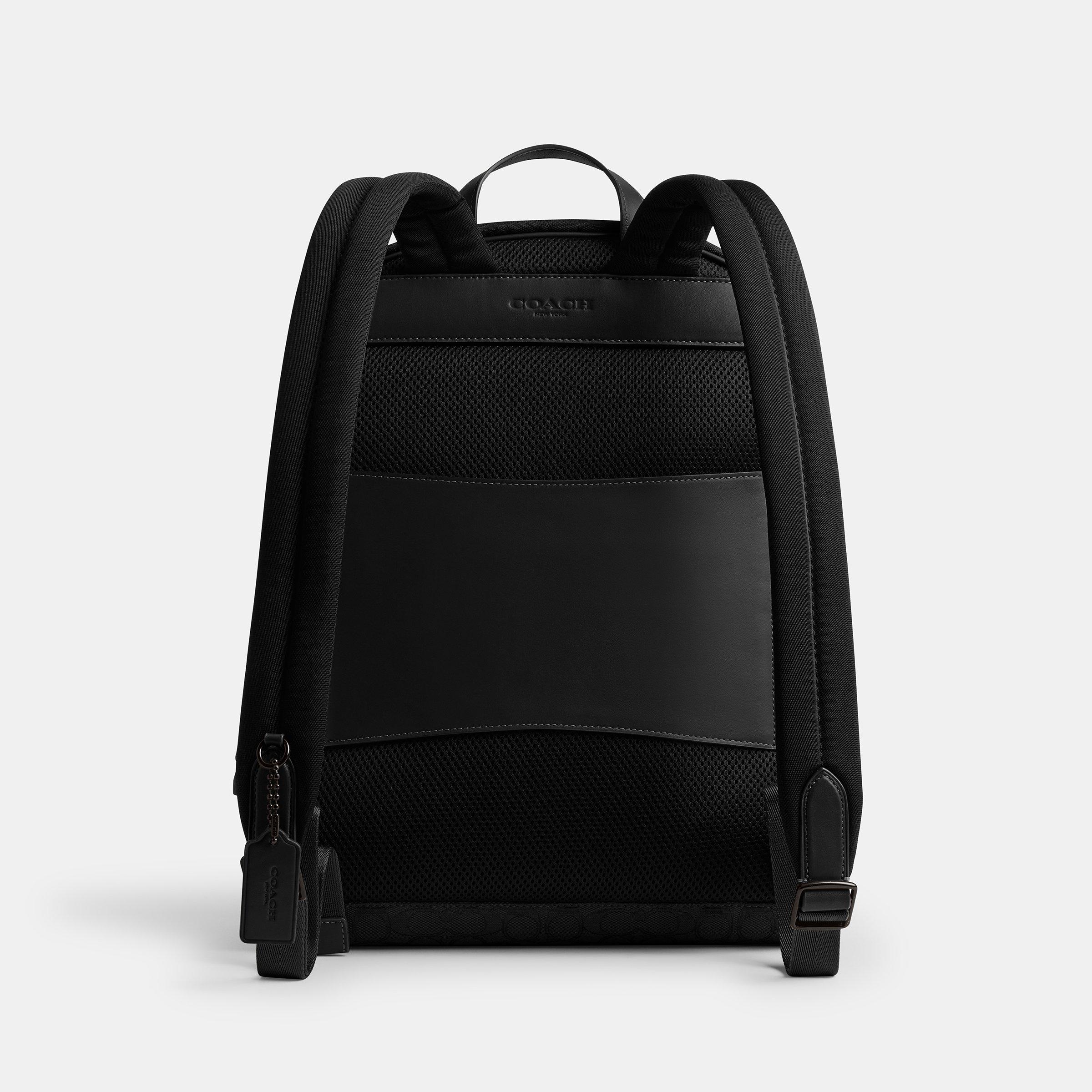 Black - Coach - Theo Signature Jacquard Backpack - 3