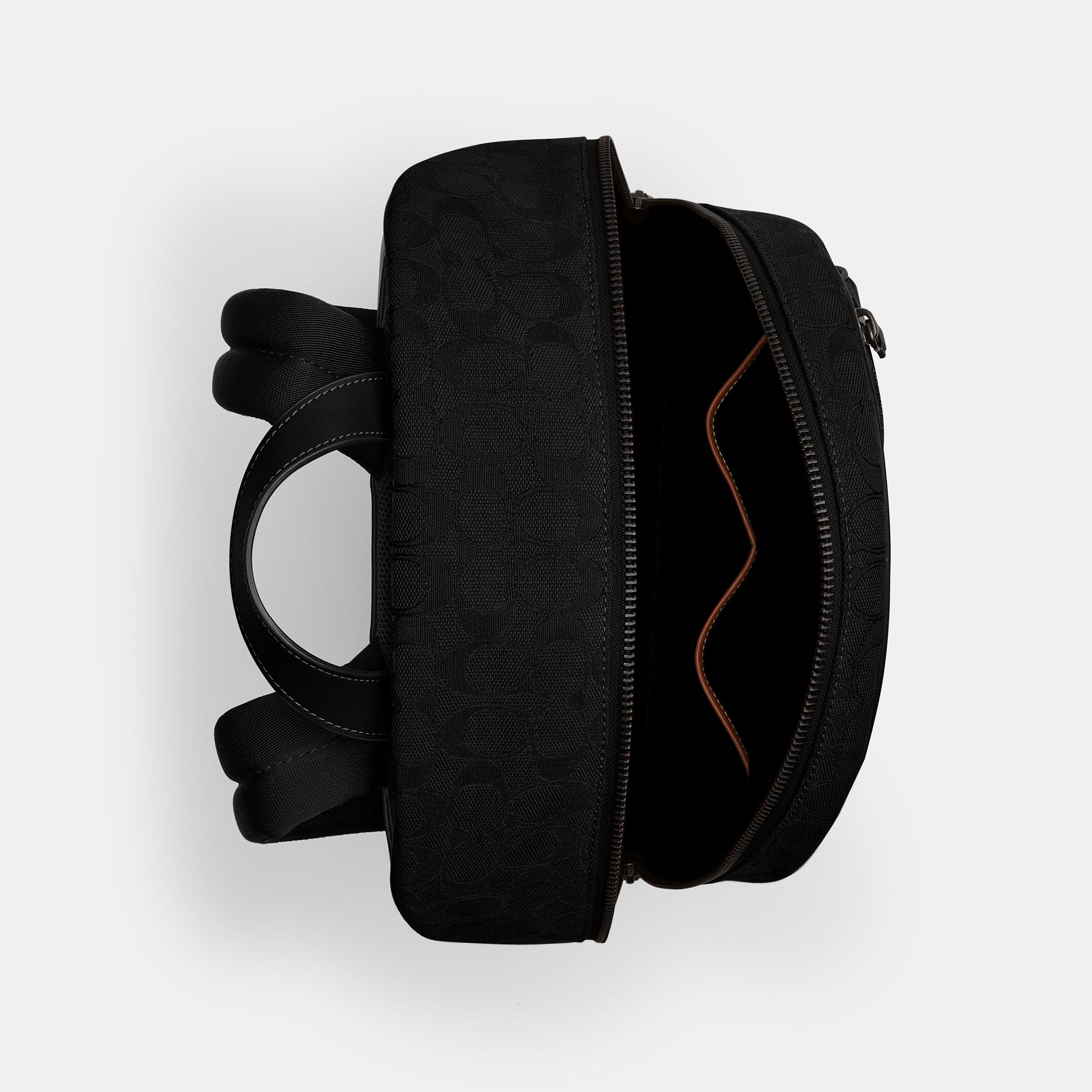 Black - Coach - Theo Signature Jacquard Backpack - 4