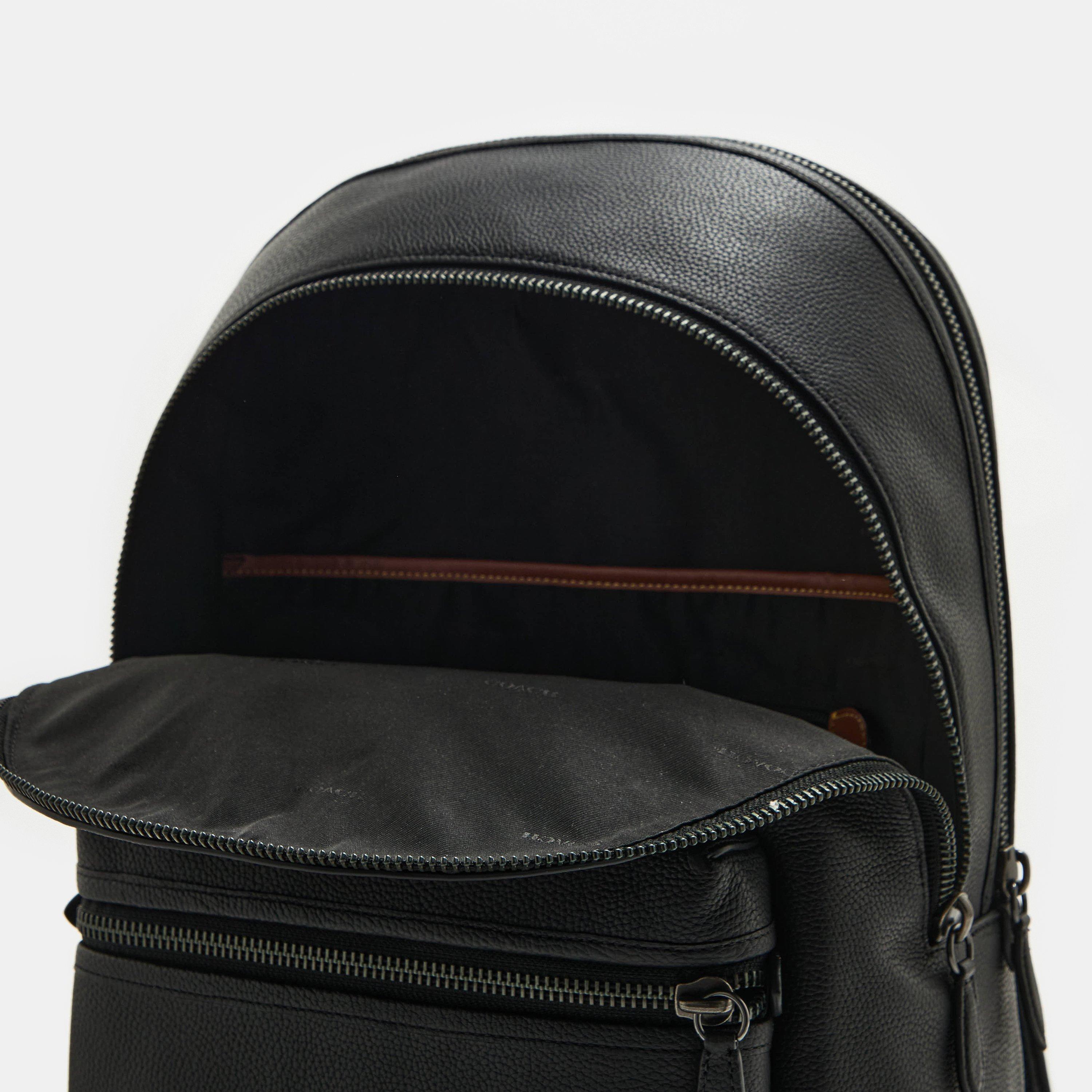 Black - Coach - Men's Pebble Leather Backpack - 4