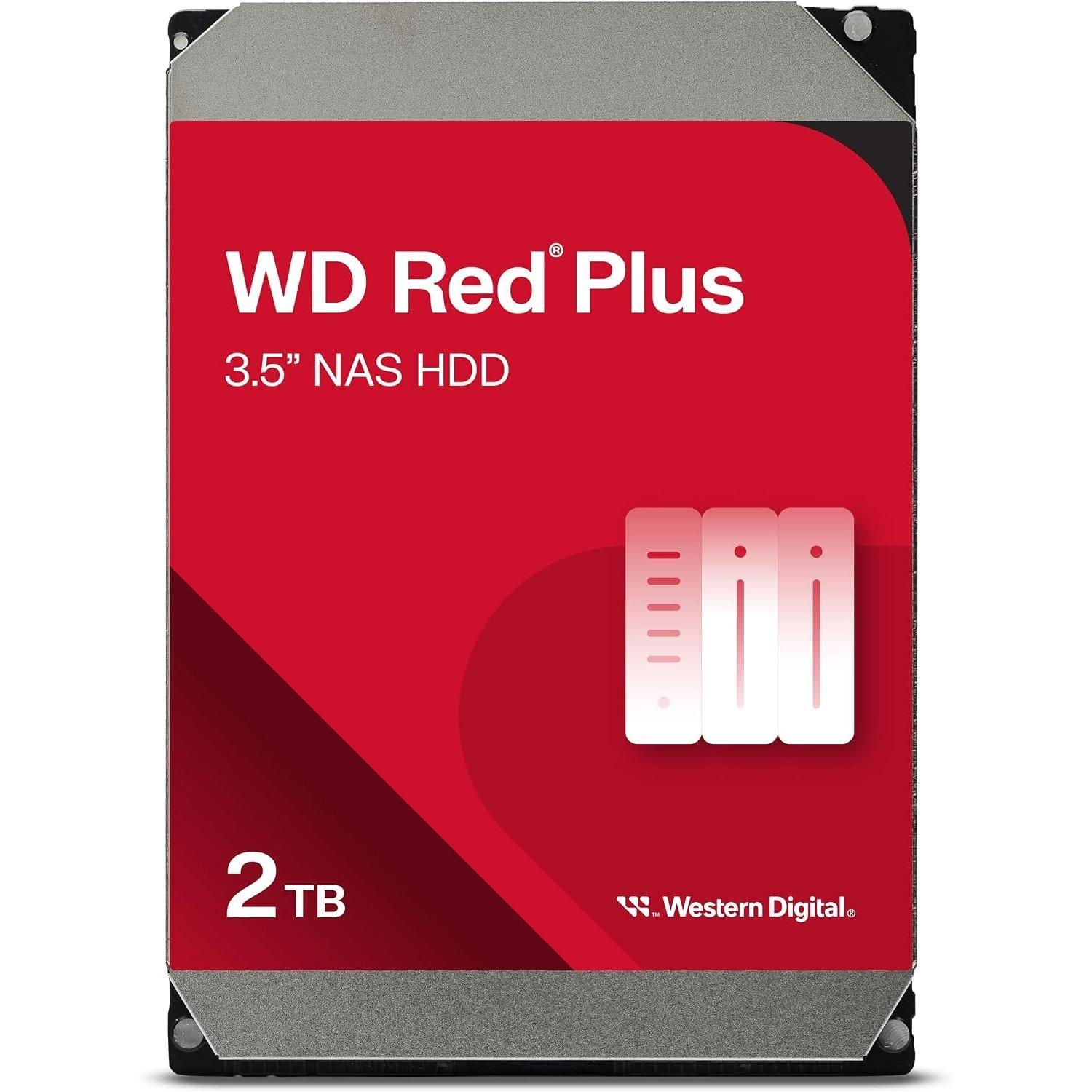Red - Western Digital - Red Plus 2TB 3.5 Internal Hard Drive - 5400 RPM SATA 6Gb/s CMR 128MB Cache - 1