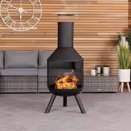 Charles Bentley 44.5cm Round Black Powder Coated Steel Chimenea