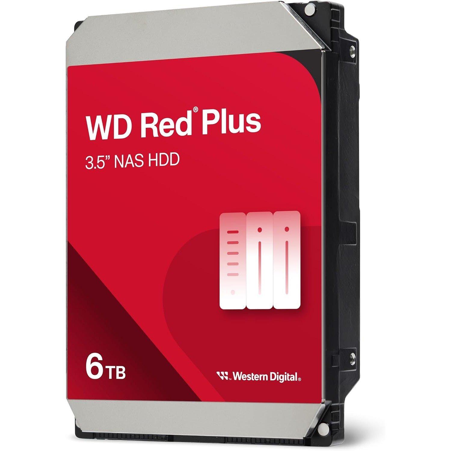 Red - Western Digital - Red Plus 6TB 3.5 Internal Hard Drive - 5400 RPM SATA 6Gb/s CMR 128MB Cache - 3