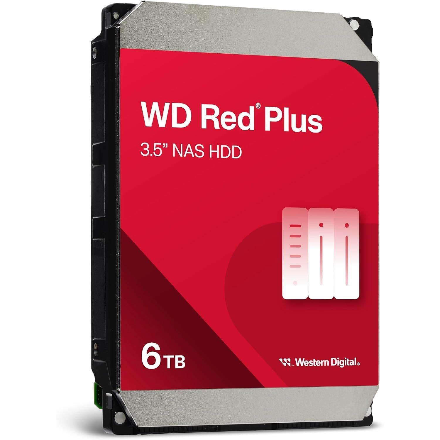 Red - Western Digital - Red Plus 6TB 3.5 Internal Hard Drive - 5400 RPM SATA 6Gb/s CMR 128MB Cache - 6