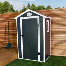 Charles Bentley Plastic Storage Shed 4.4ft x 3.4ft Grey Small Roof