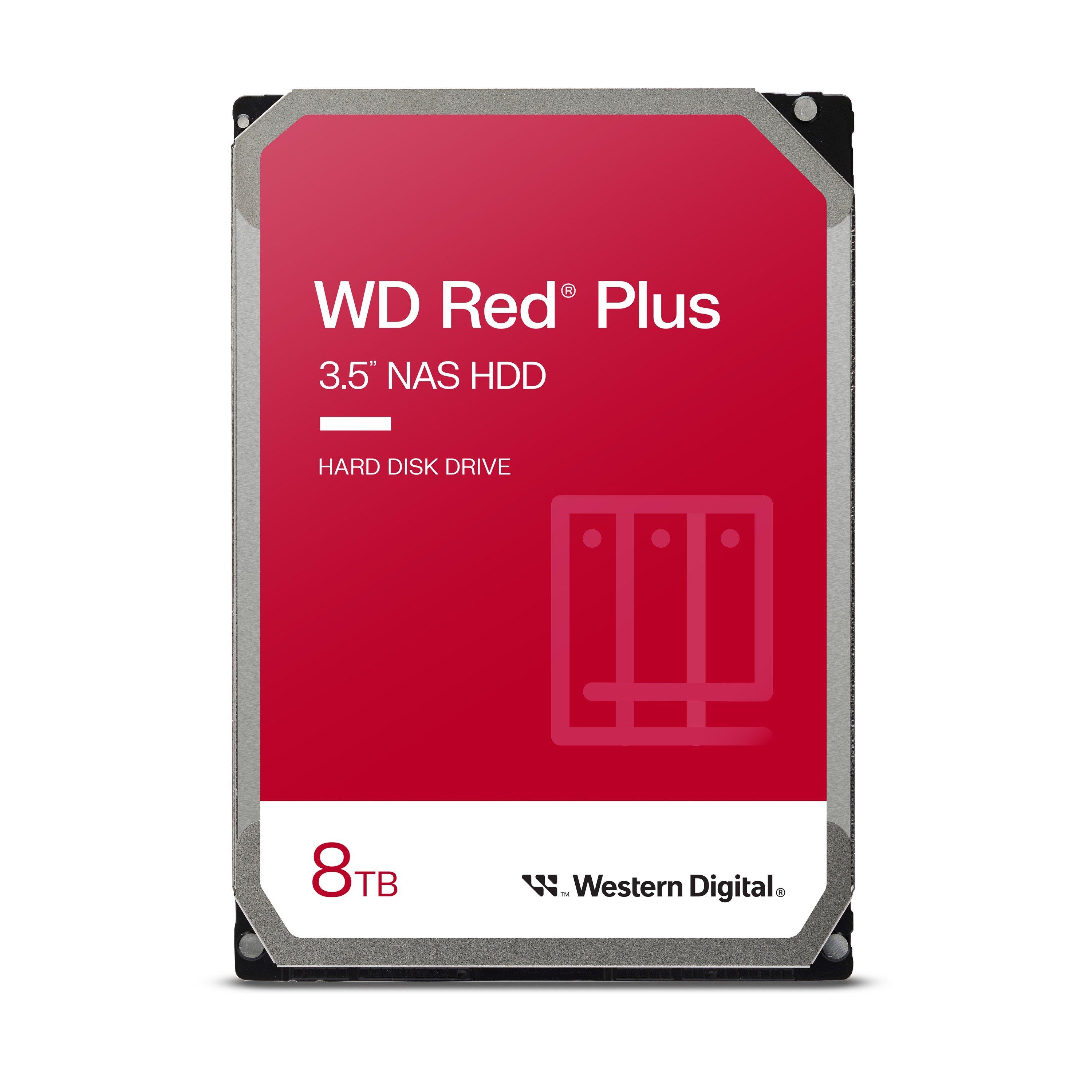 Rood - Western Digital - Red Plus 8TB 3.5 Internal Hard Drive - 5400 RPM SATA 6Gb/s CMR 128MB Cache - 1