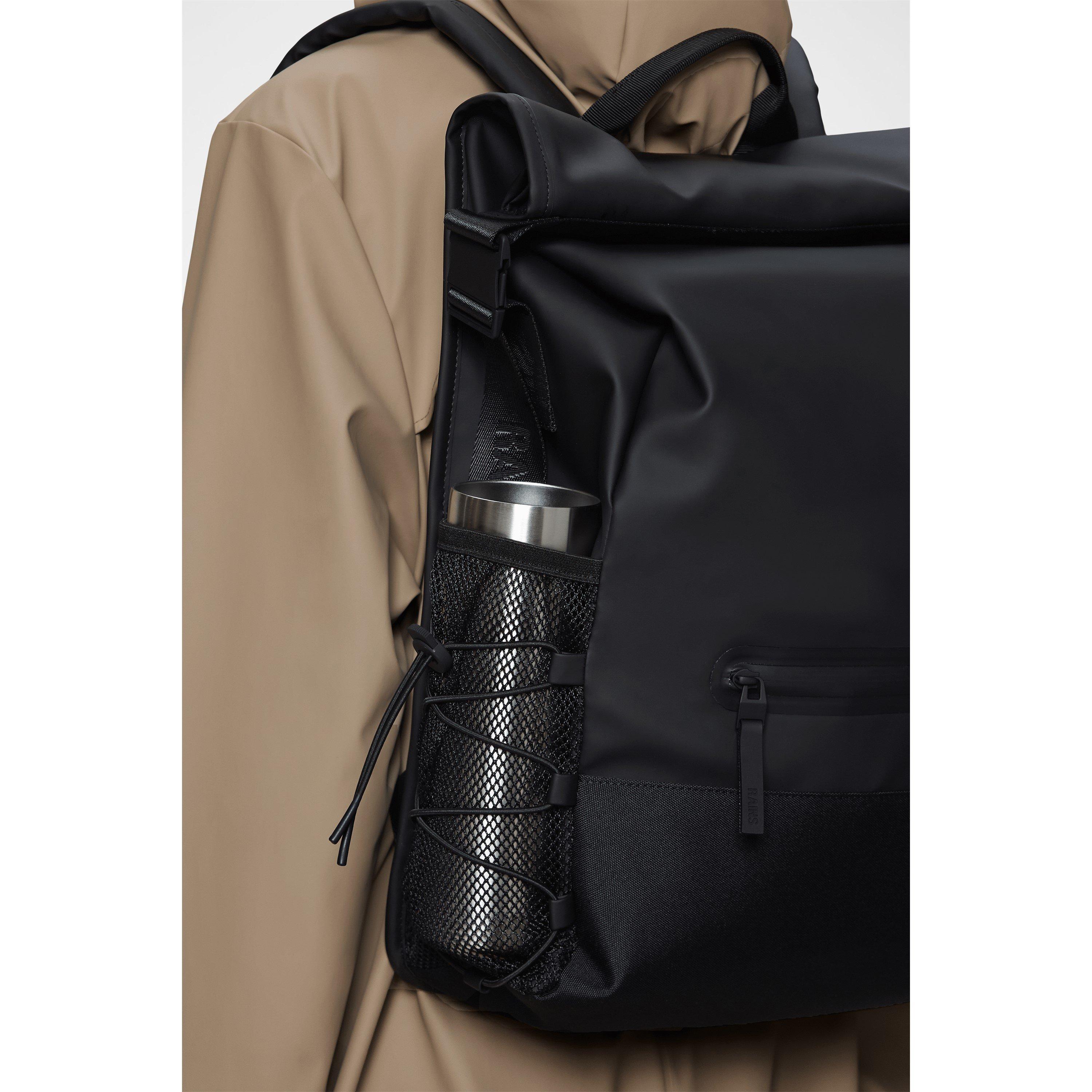 Black 01 - Rains - Trail Mountaineer Rolltop Backpack - 5