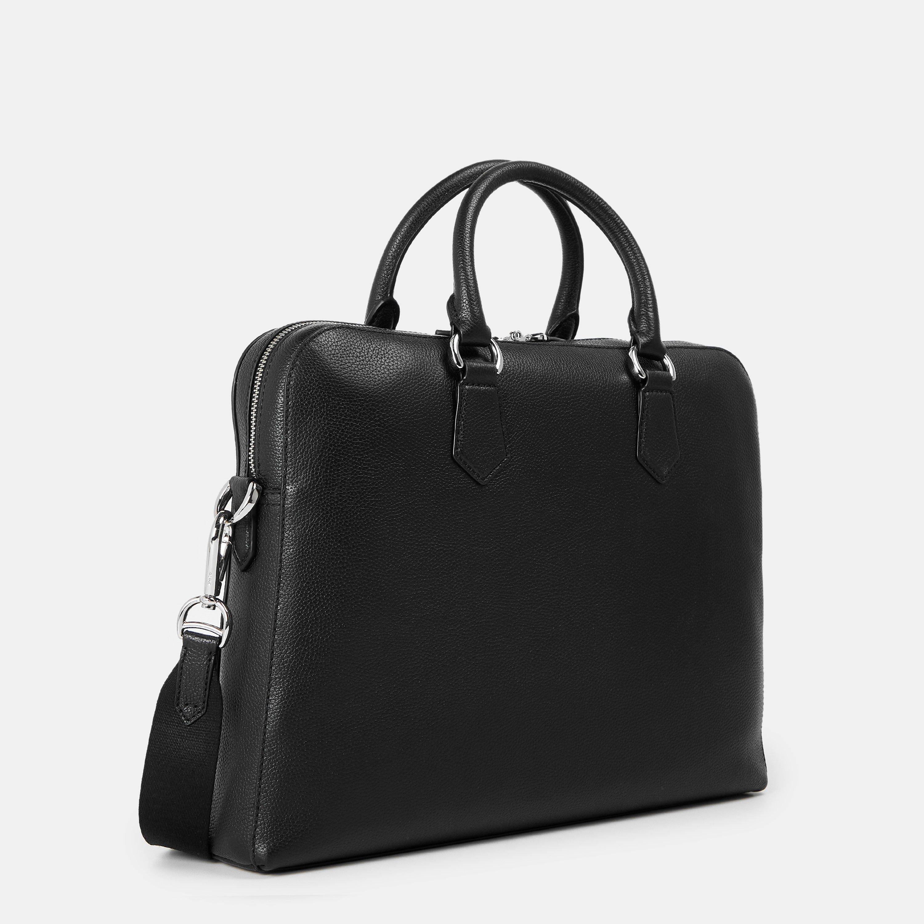 Black - Polo Ralph Lauren - Men's Pebble Leather Commuter Laptop Bags - 2