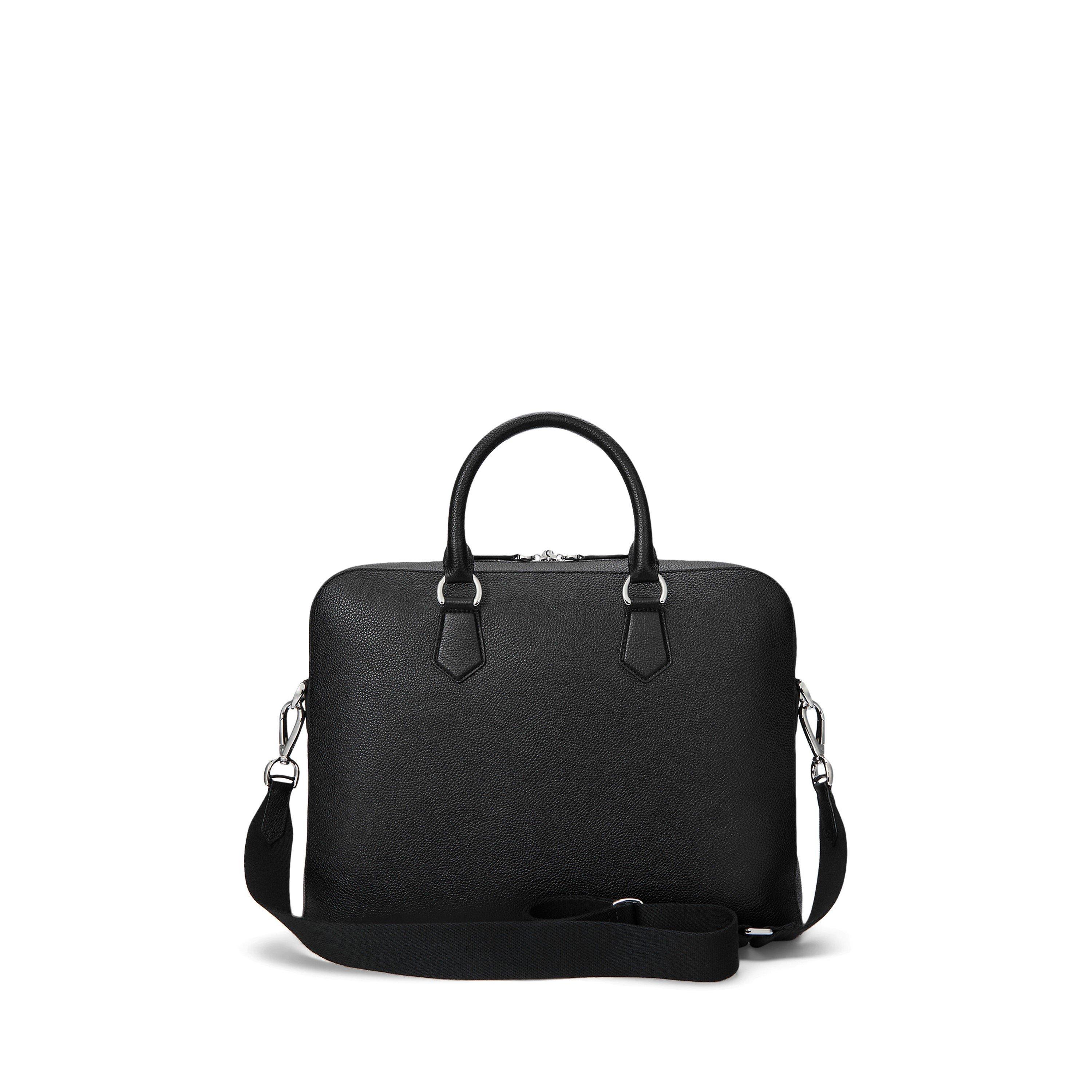 Black - Polo Ralph Lauren - Pebble Leather Commuter Laptop Bag - 4
