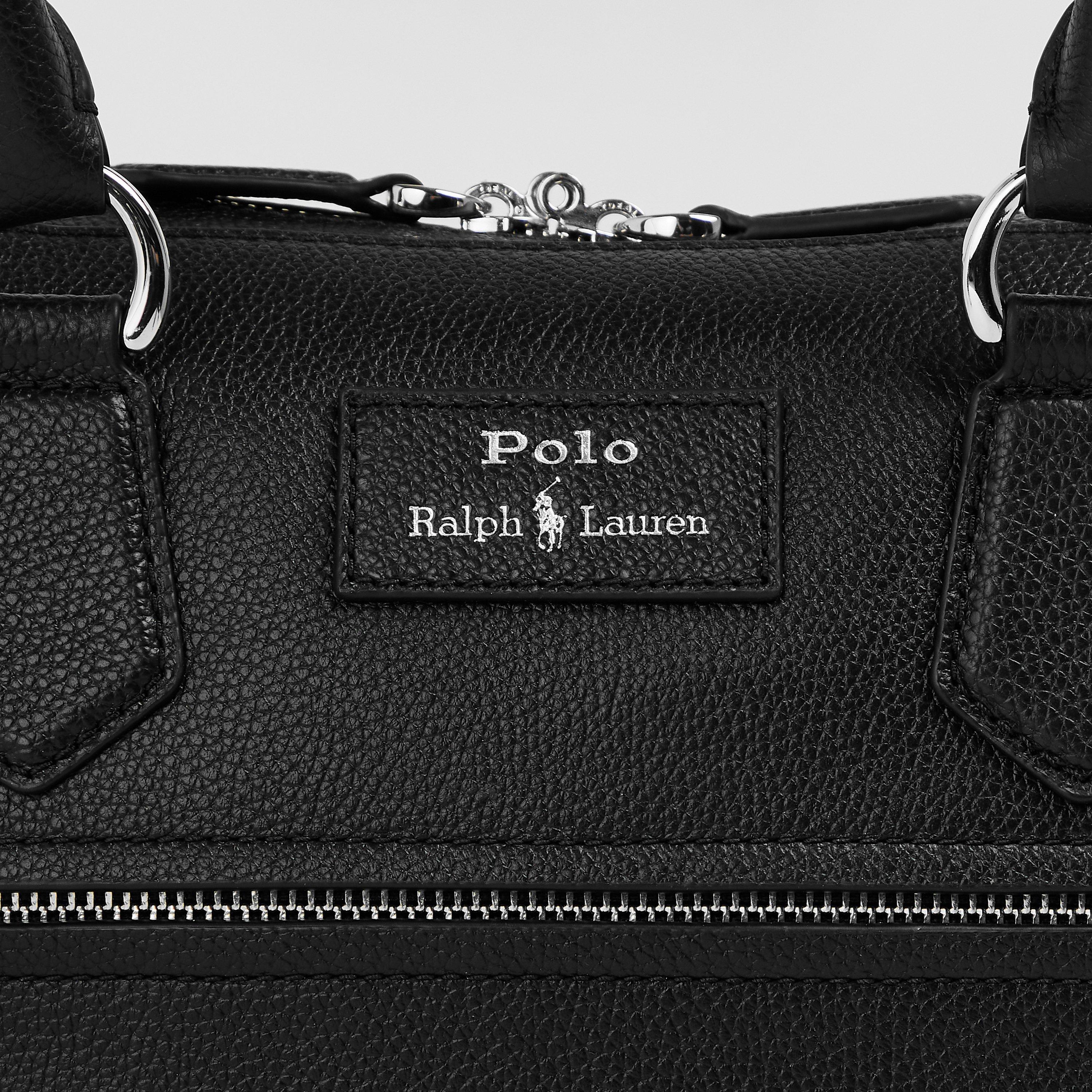 Black - Polo Ralph Lauren - Men's Pebble Leather Commuter Laptop Bags - 4