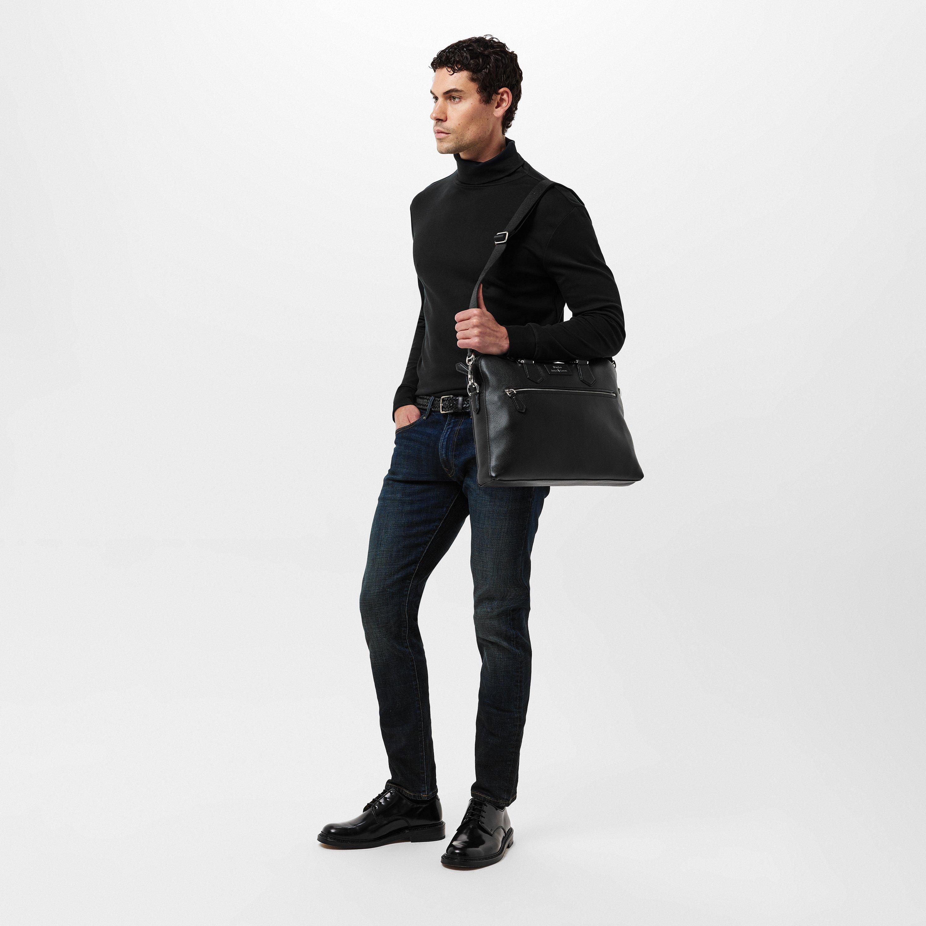 Black - Polo Ralph Lauren - Men's Pebble Leather Commuter Laptop Bags - 6