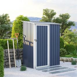 Charles Bentley 4.7ft x 3ft Metal Storage Shed Grey Small Roof Doo
