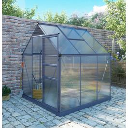 Charles Bentley Aluminium Frame Polycarbonate Greenhouse Grey 6 x