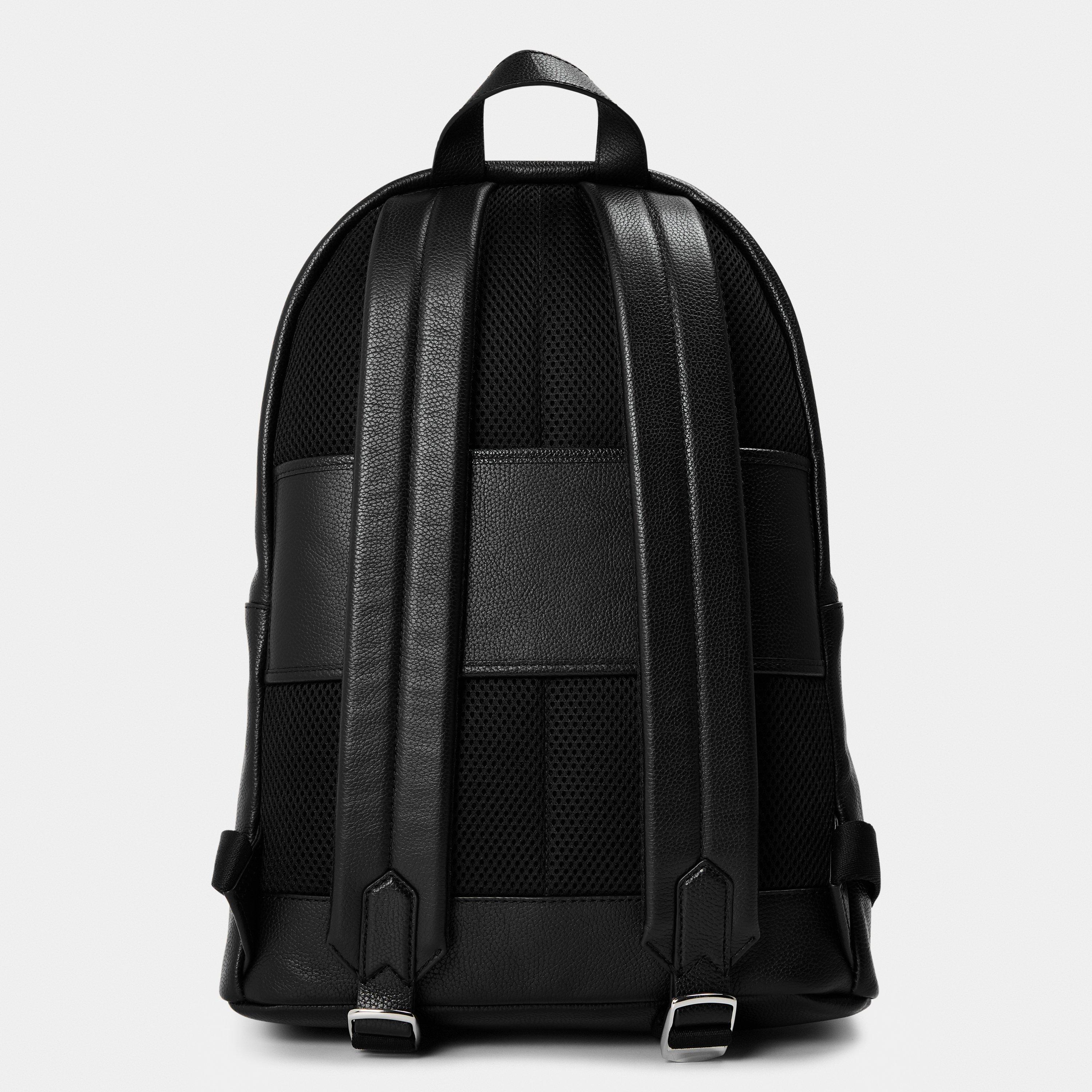 Black - Polo Ralph Lauren - Men's Pebble Leather Dome Backpacks - 2