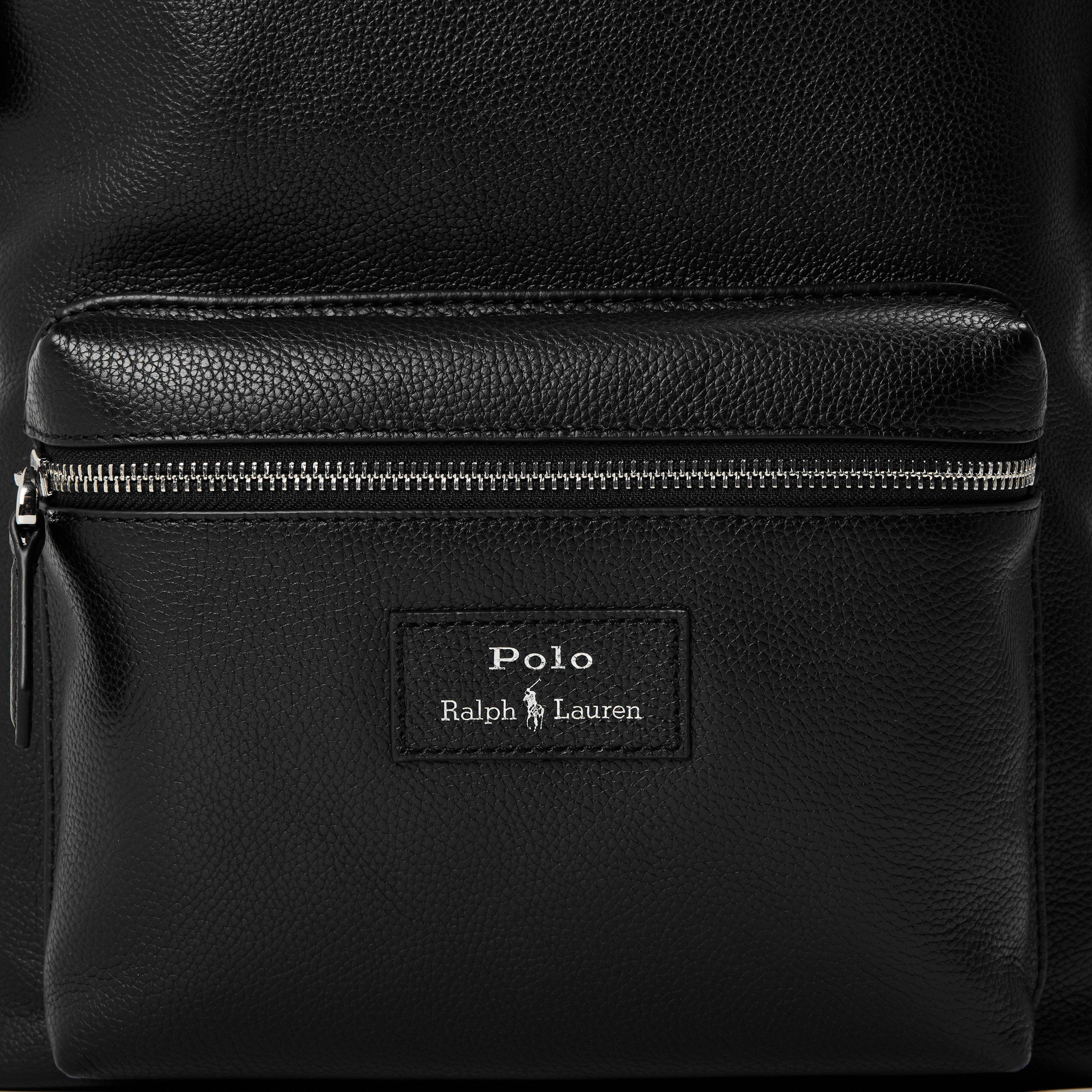 Black - Polo Ralph Lauren - Men's Pebble Leather Dome Backpacks - 4